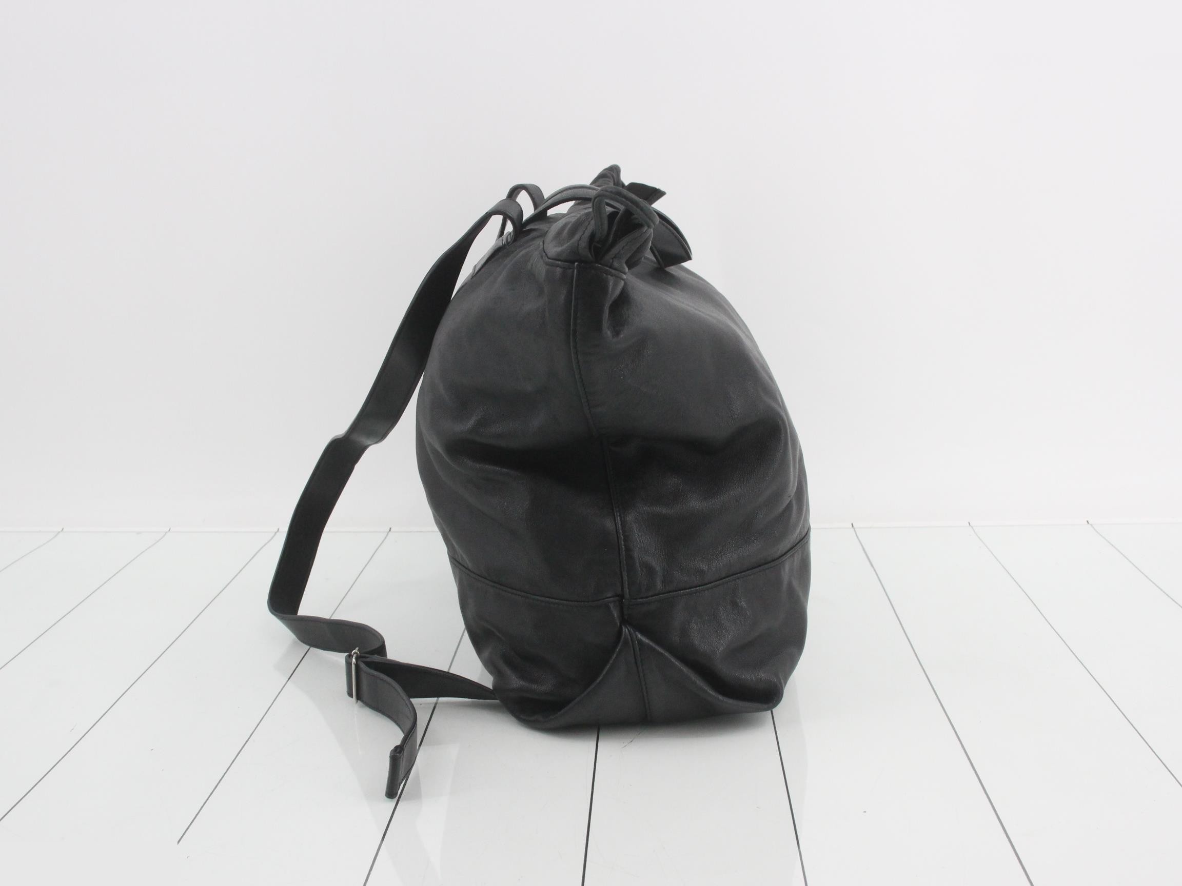 leather drawstring backpack with pouch — view 4