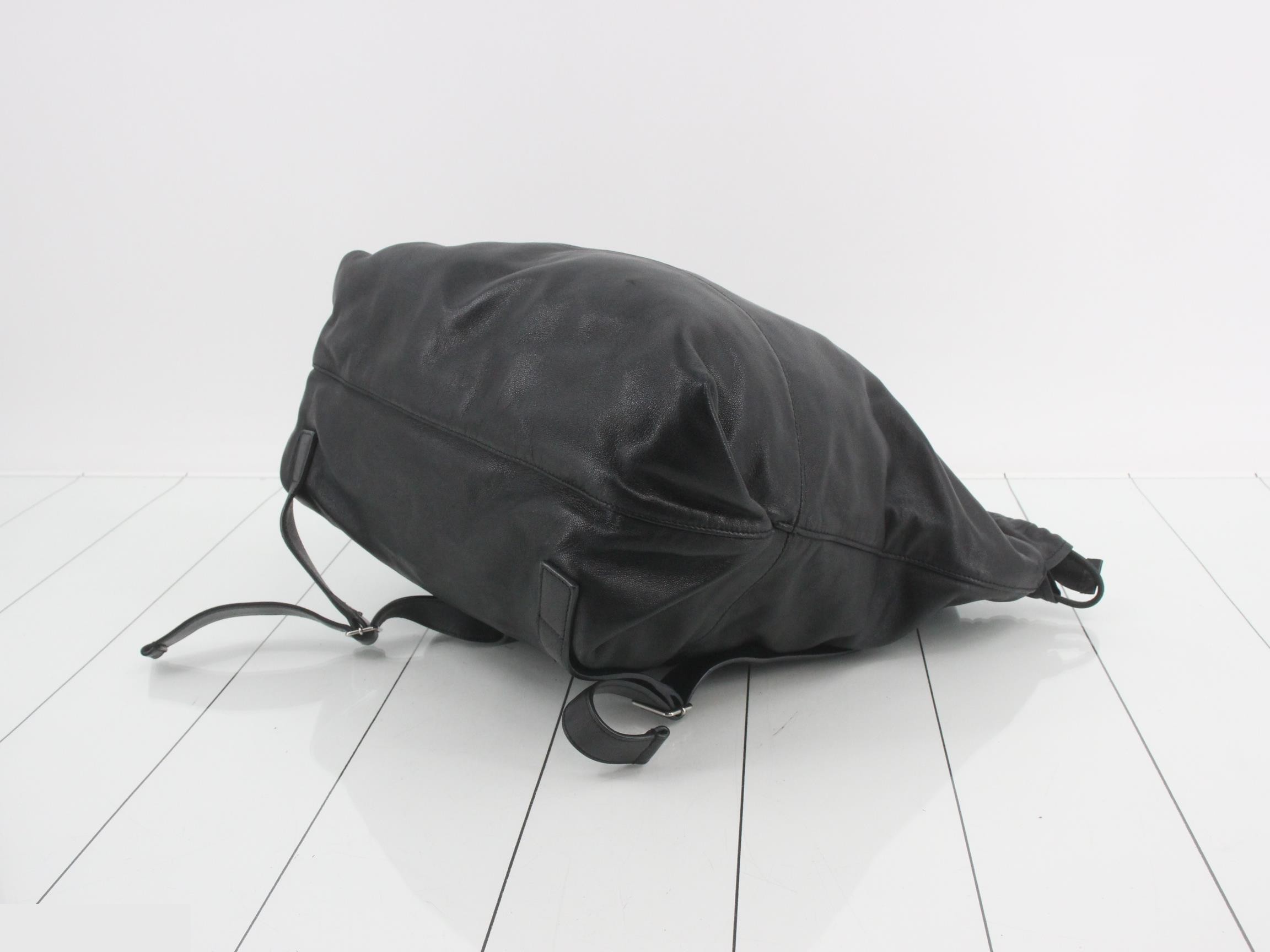 leather drawstring backpack with pouch — view 6