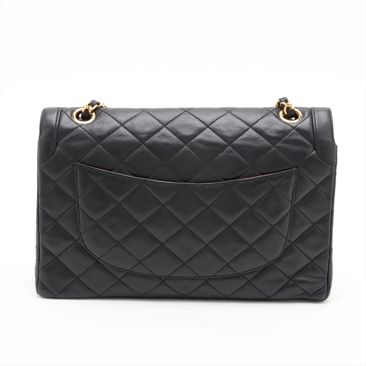Matelassé Lambskin Double Flap Double Chain Bag, Paris Limited Edition, Black with Gold Hardware — view 2