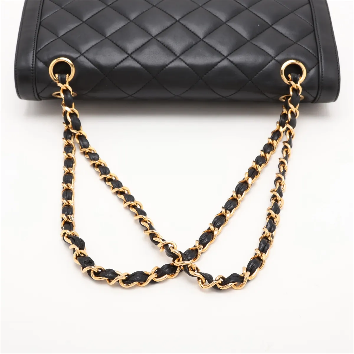 Matelassé Lambskin Double Flap Double Chain Bag, Paris Limited Edition, Black with Gold Hardware — view 5