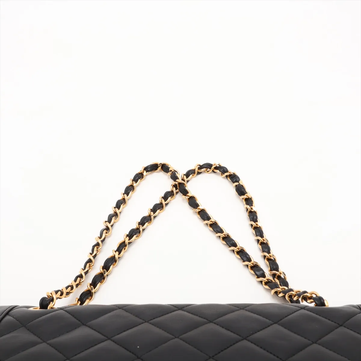 Matelassé Lambskin Double Flap Double Chain Bag, Paris Limited Edition, Black with Gold Hardware — view 6