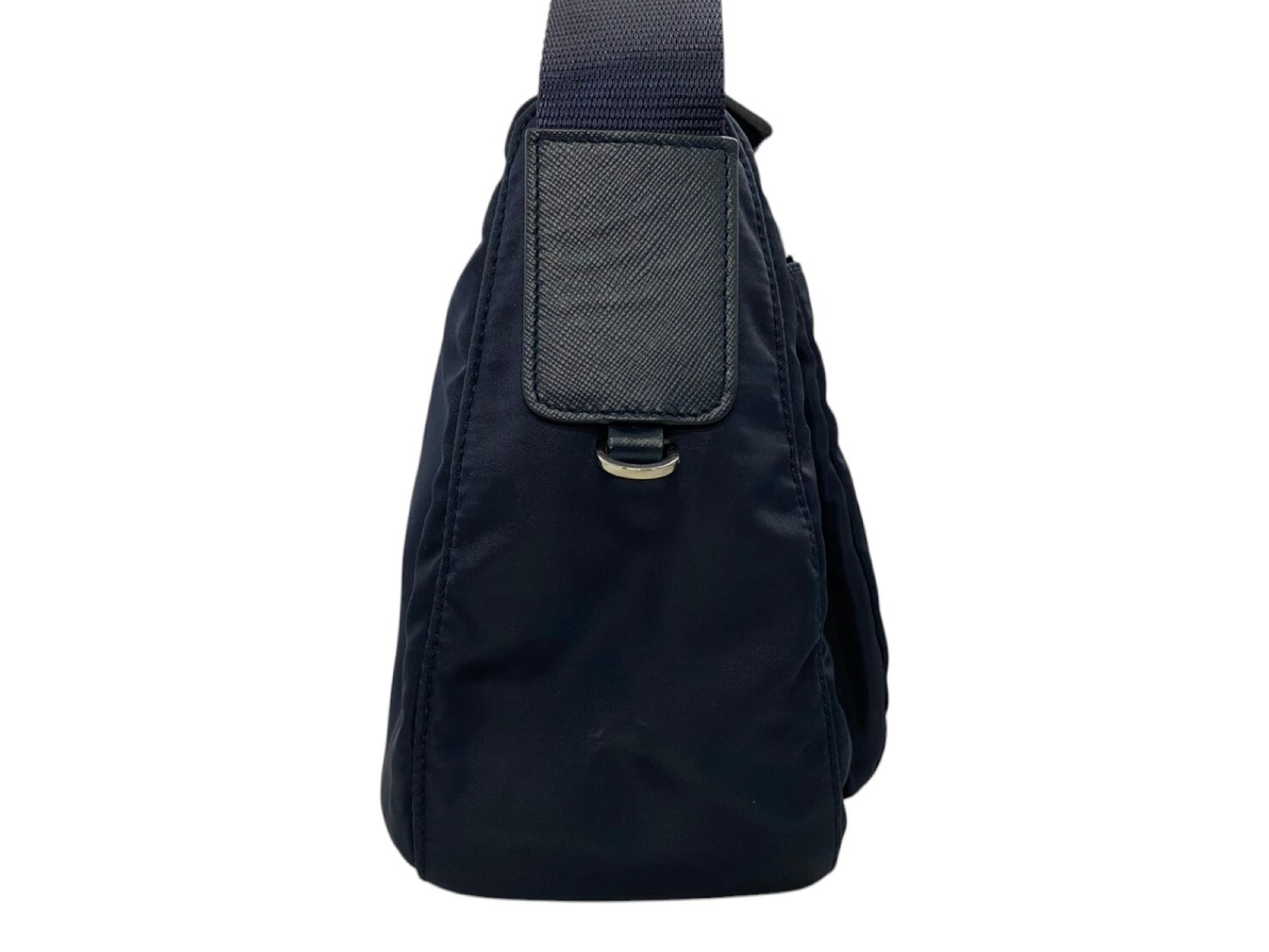 BT0909 Triangle Logo Plate Nylon Shoulder Bag (Navy) — view 5