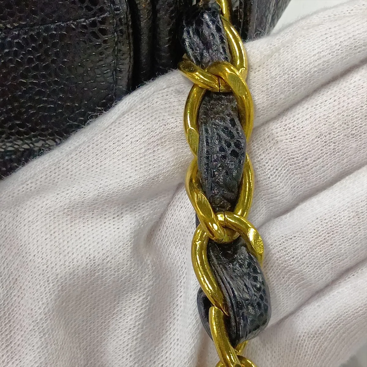 Bias Stitch Caviar Skin Shoulder Bag, Black with Gold Hardware, Item No. 3429539 (Serial Number 3) — view 12