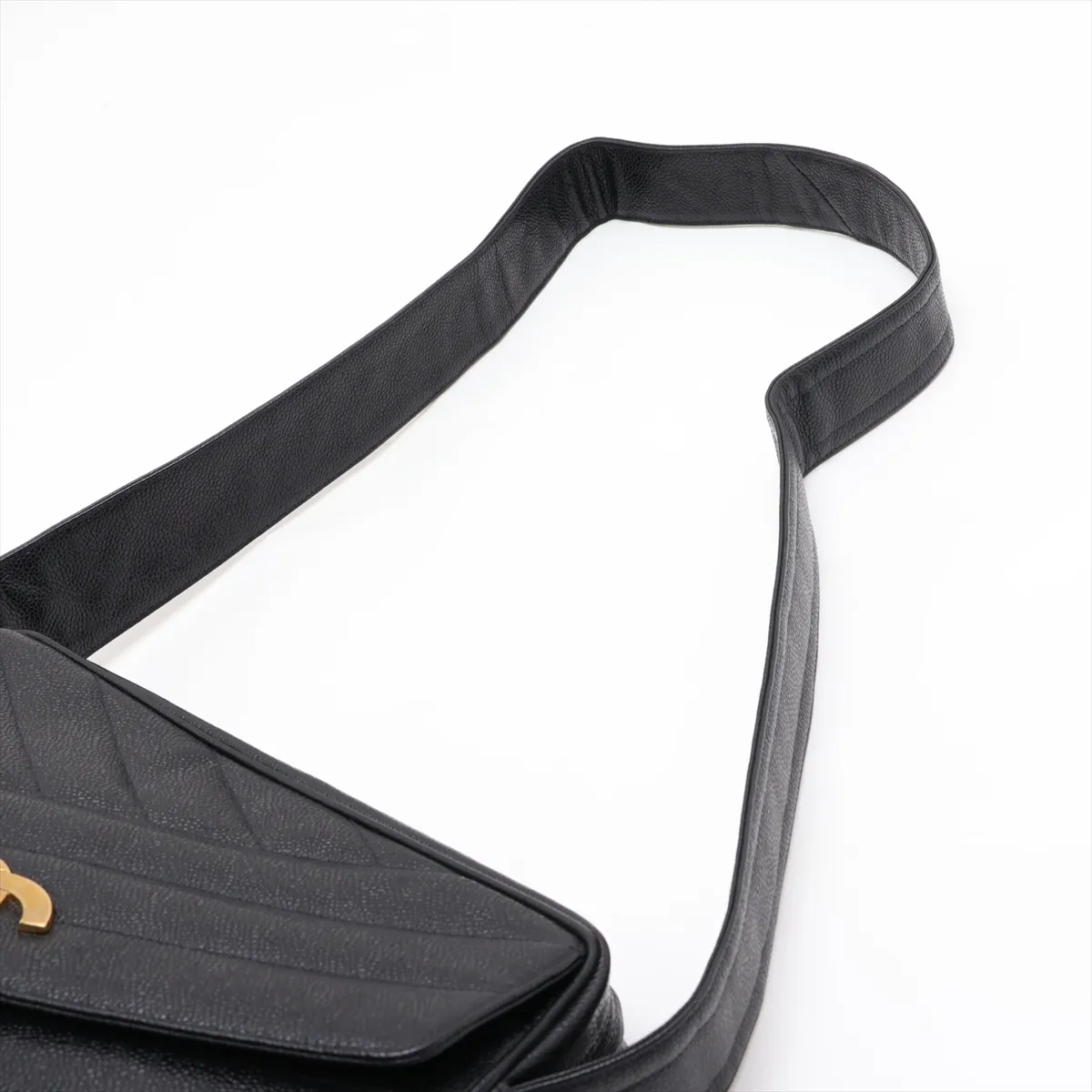 Bias Stitch Caviar Skin Shoulder Bag, Black with Gold Hardware, Item No. 3429539 (Serial Number 3) — view 5