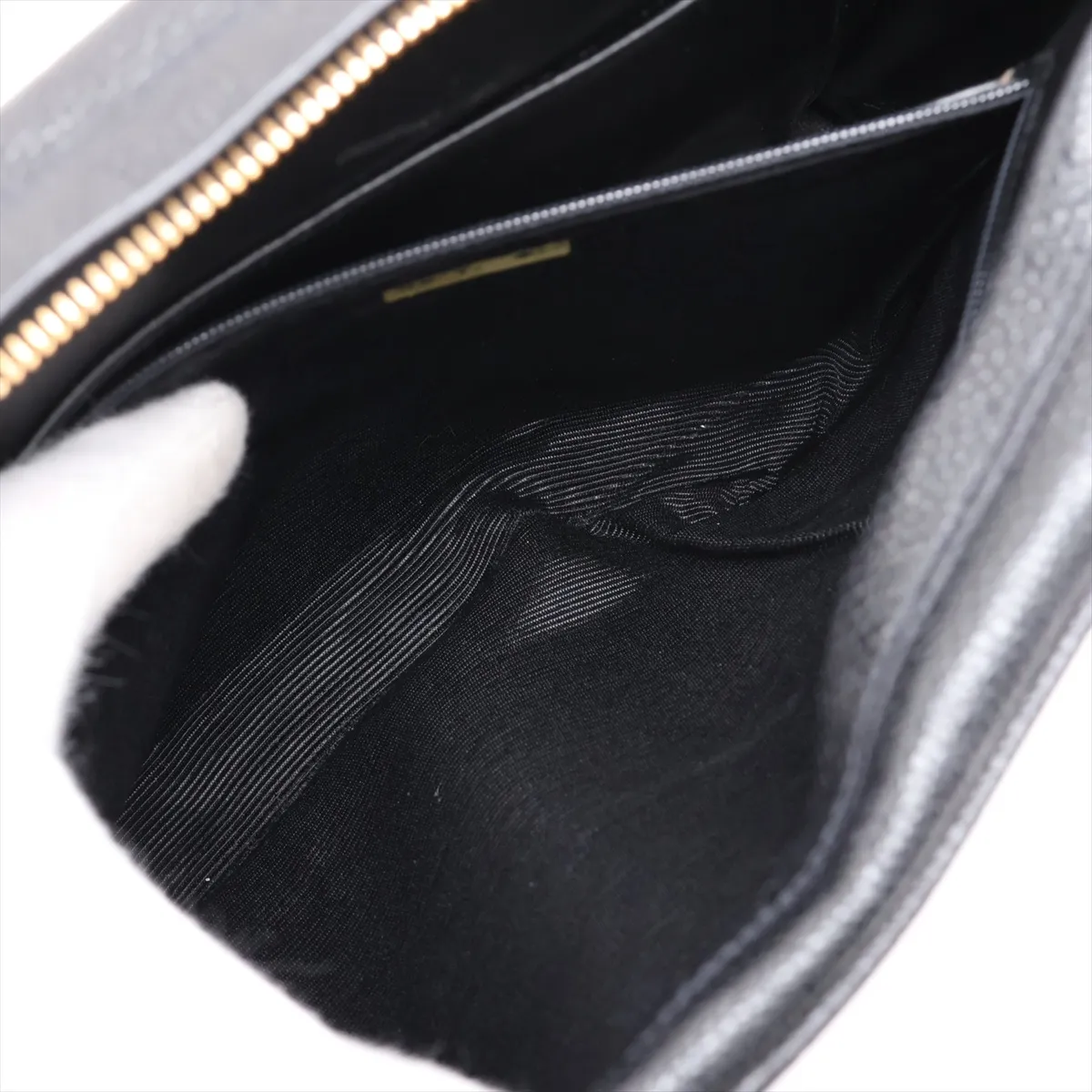 Bias Stitch Caviar Skin Shoulder Bag, Black with Gold Hardware, Item No. 3429539 (Serial Number 3) — view 8