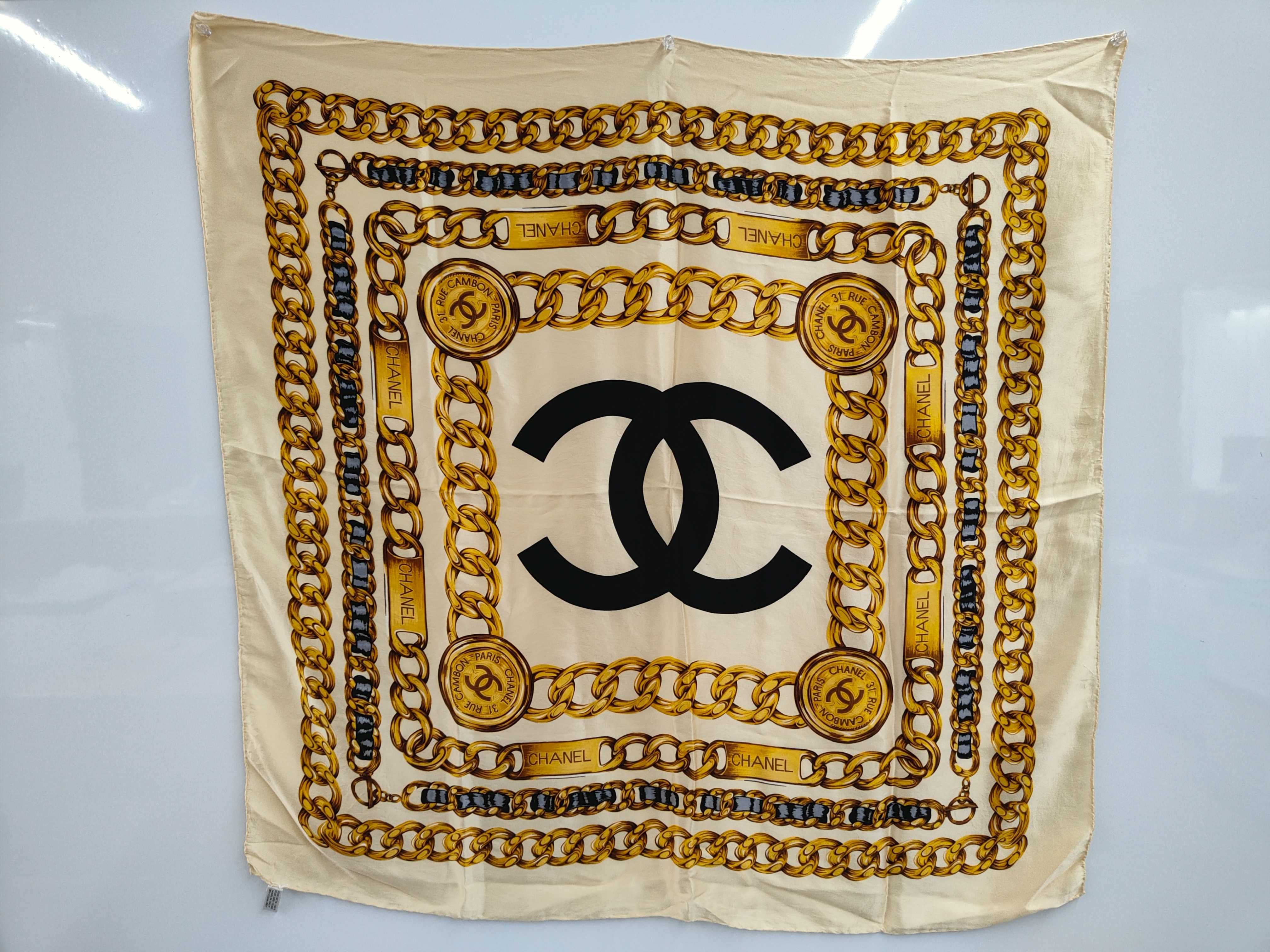 silk scarf, chain pattern, Coco Mark, large size 80x80 cm, other accessories.