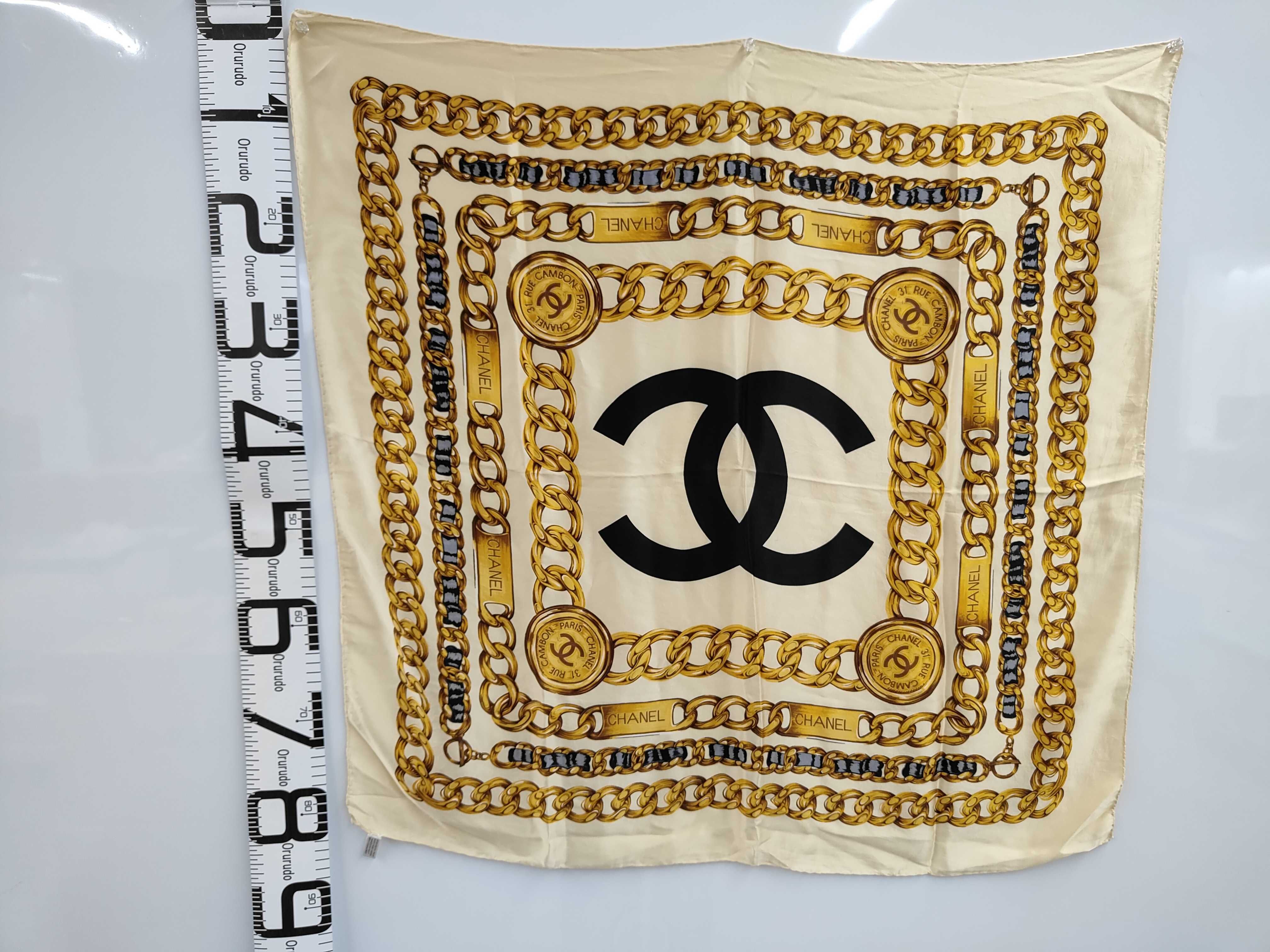 silk scarf, chain pattern, Coco Mark, large size 80x80 cm, other accessories. — view 2