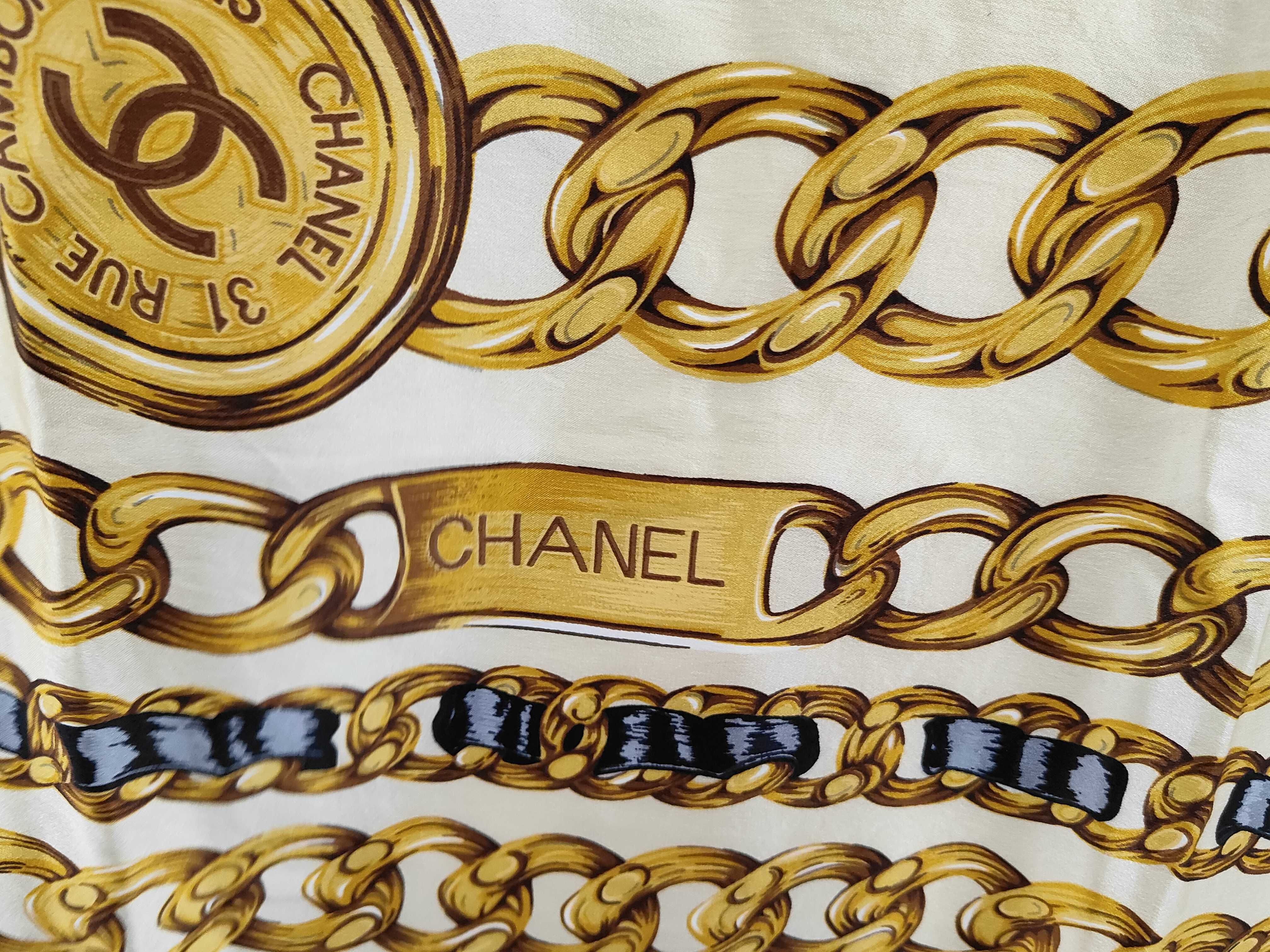 silk scarf, chain pattern, Coco Mark, large size 80x80 cm, other accessories. — view 4
