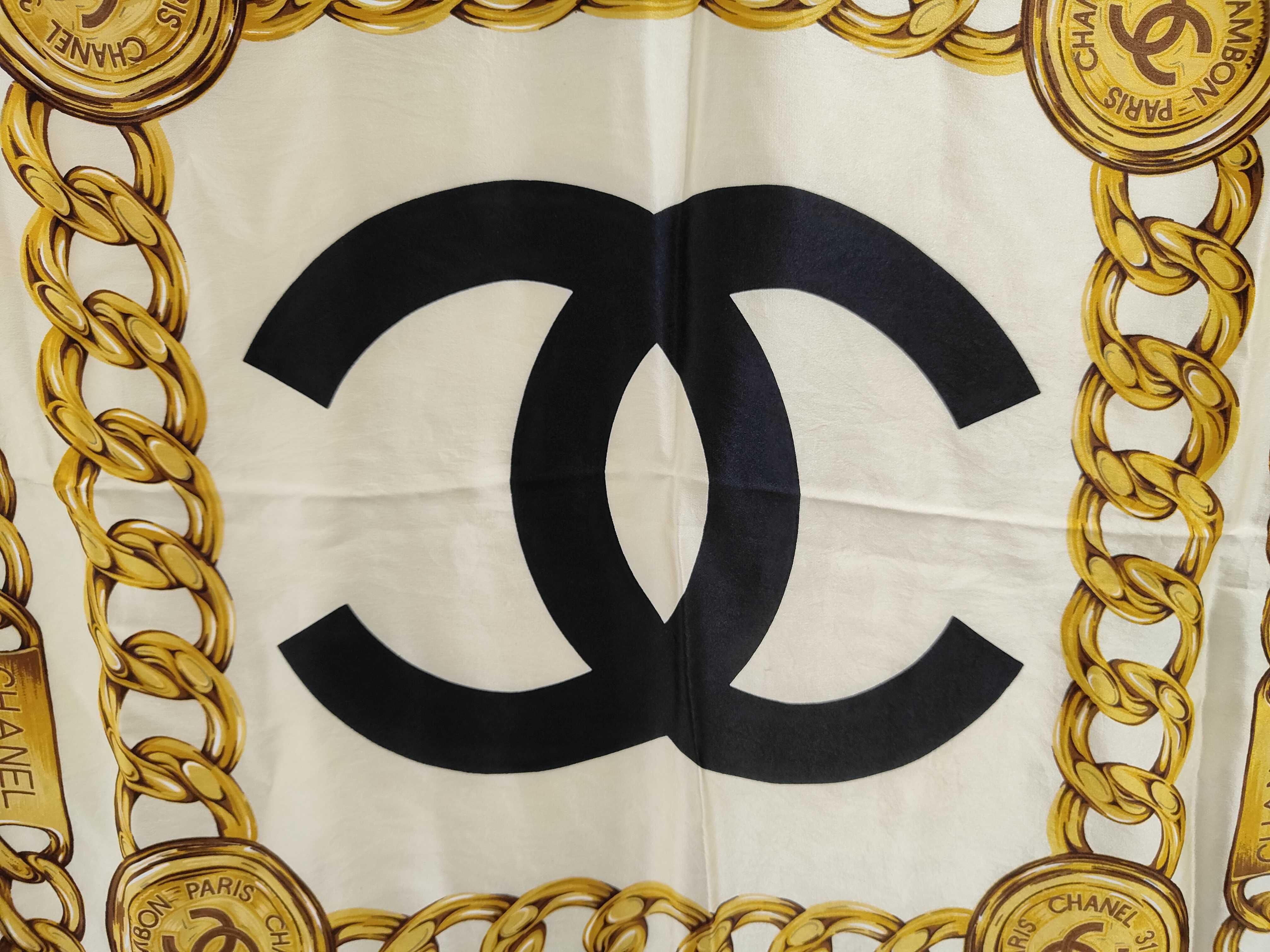 silk scarf, chain pattern, Coco Mark, large size 80x80 cm, other accessories. — view 5