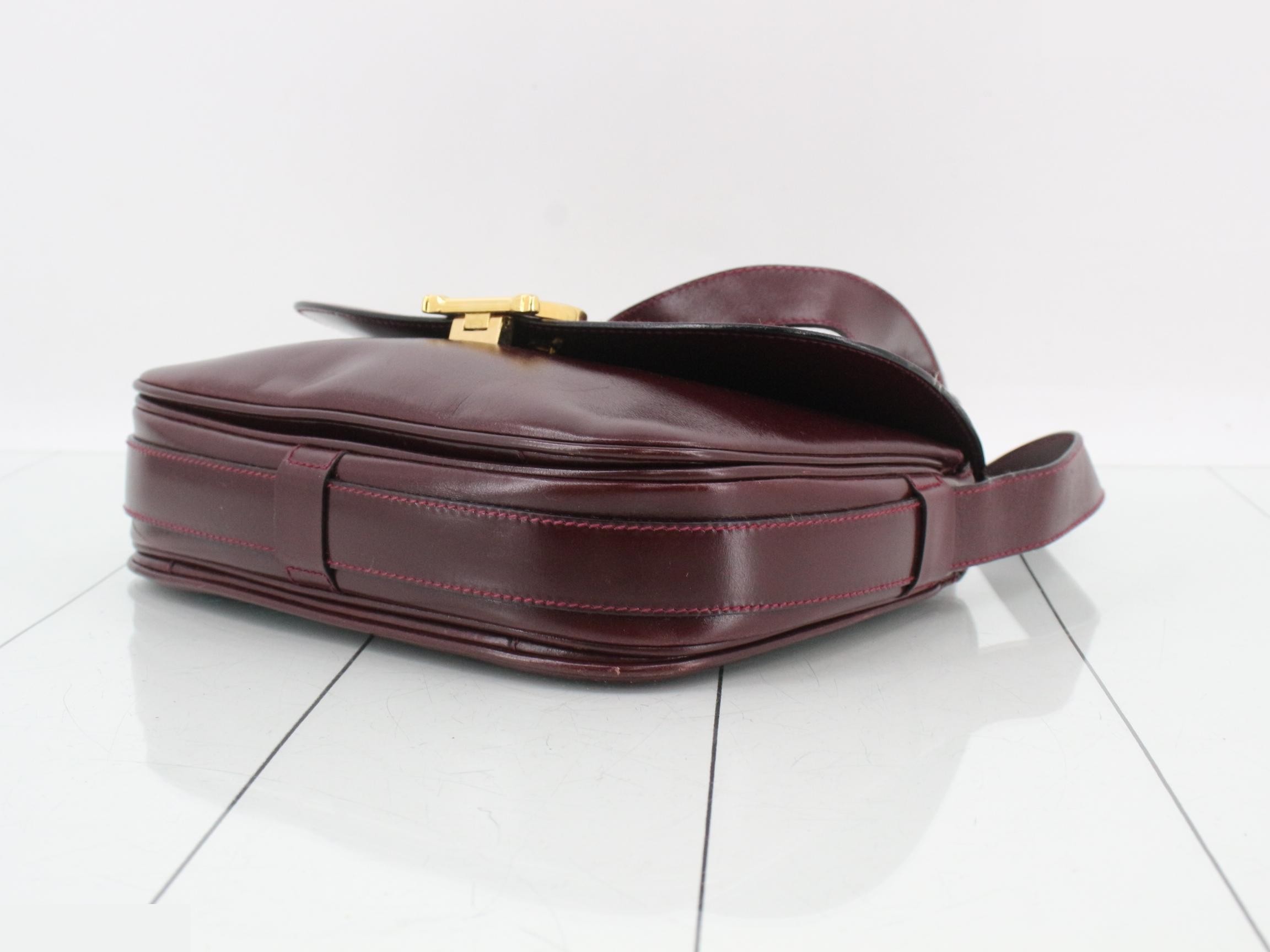 Leather shoulder bag, burgundy — view 6