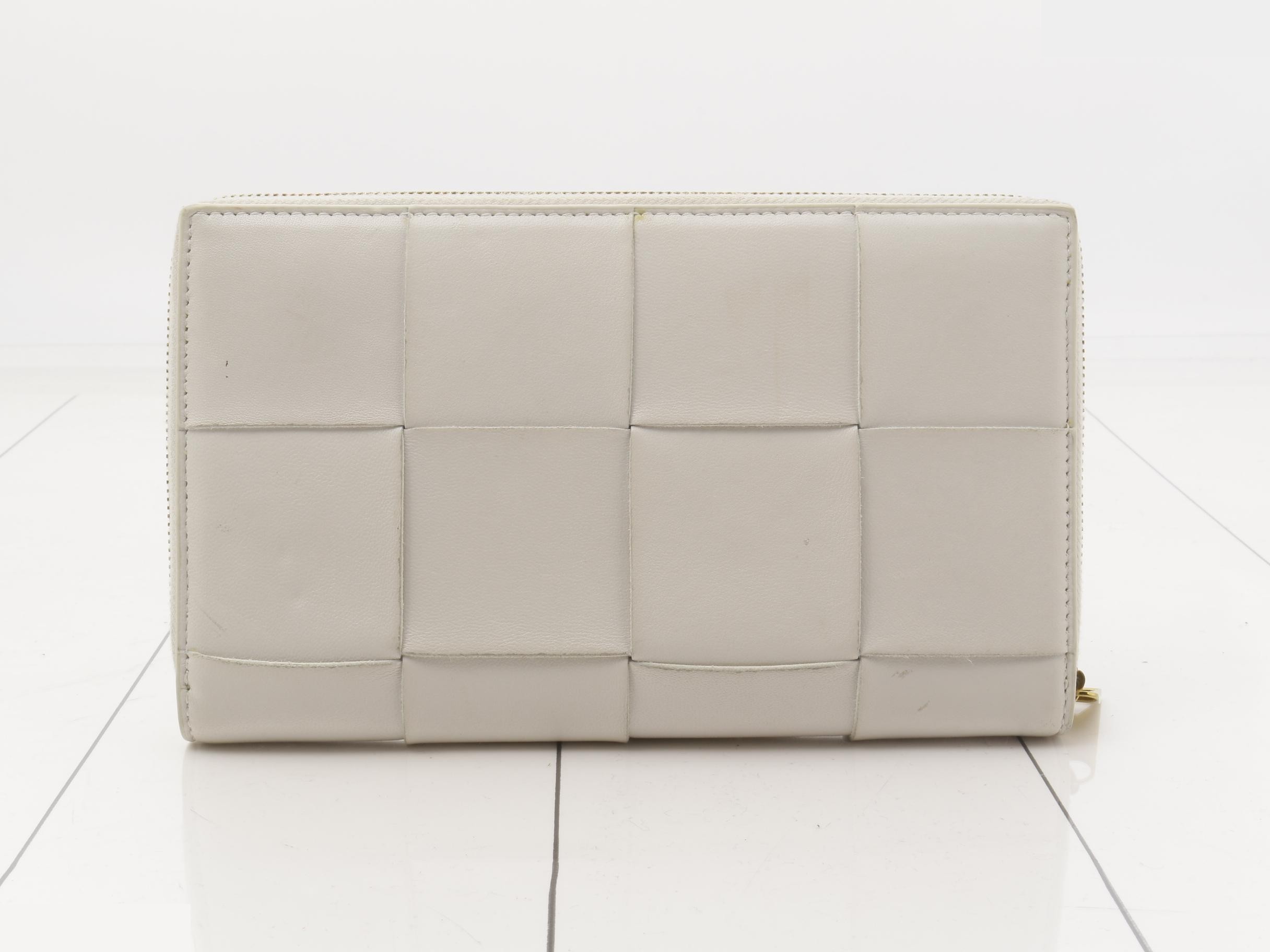 Maxi Intrecciato Zip Wallet, Off-White, Gold Hardware — view 2