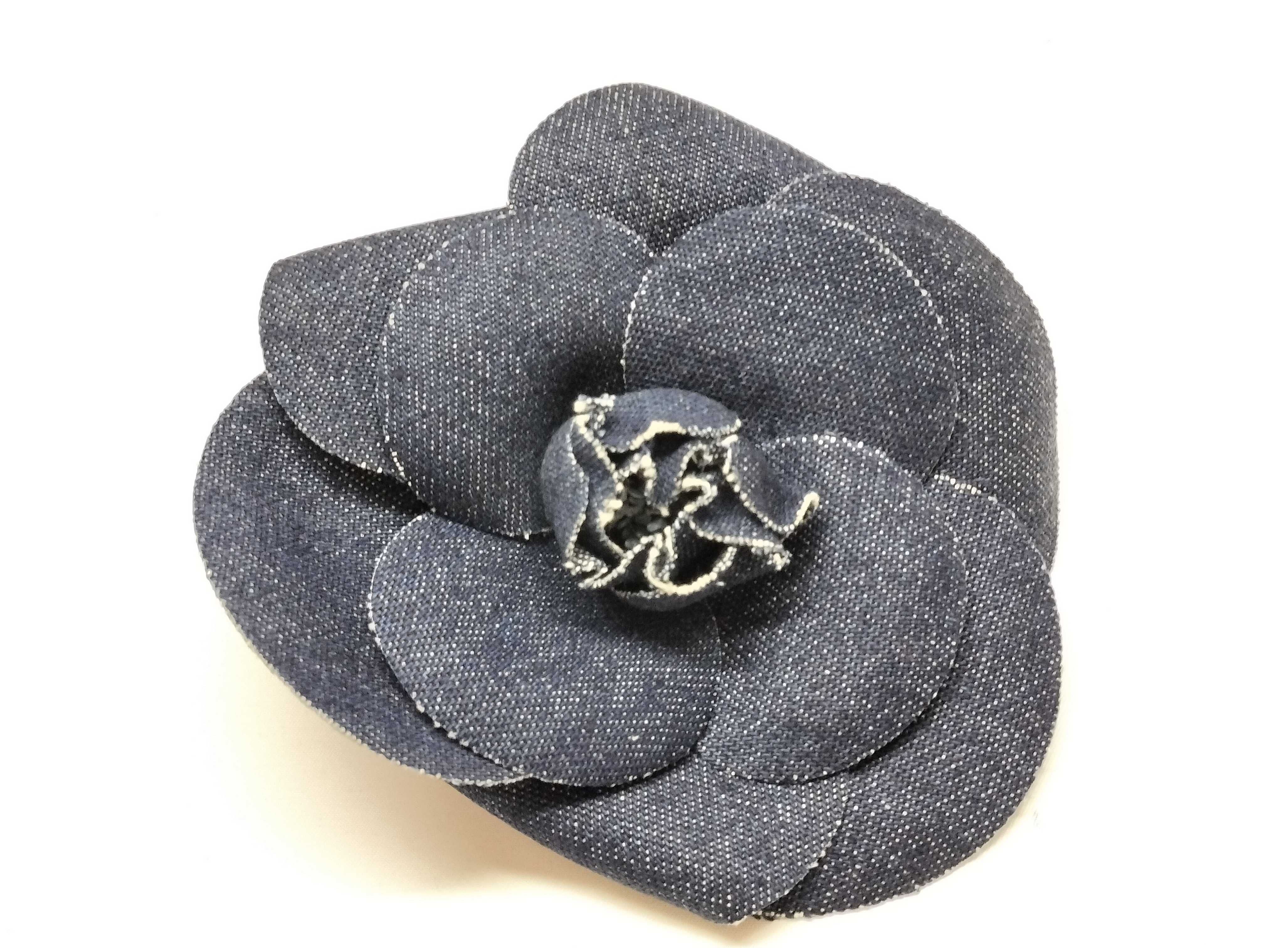 Denim Corsage Camellia Brooch