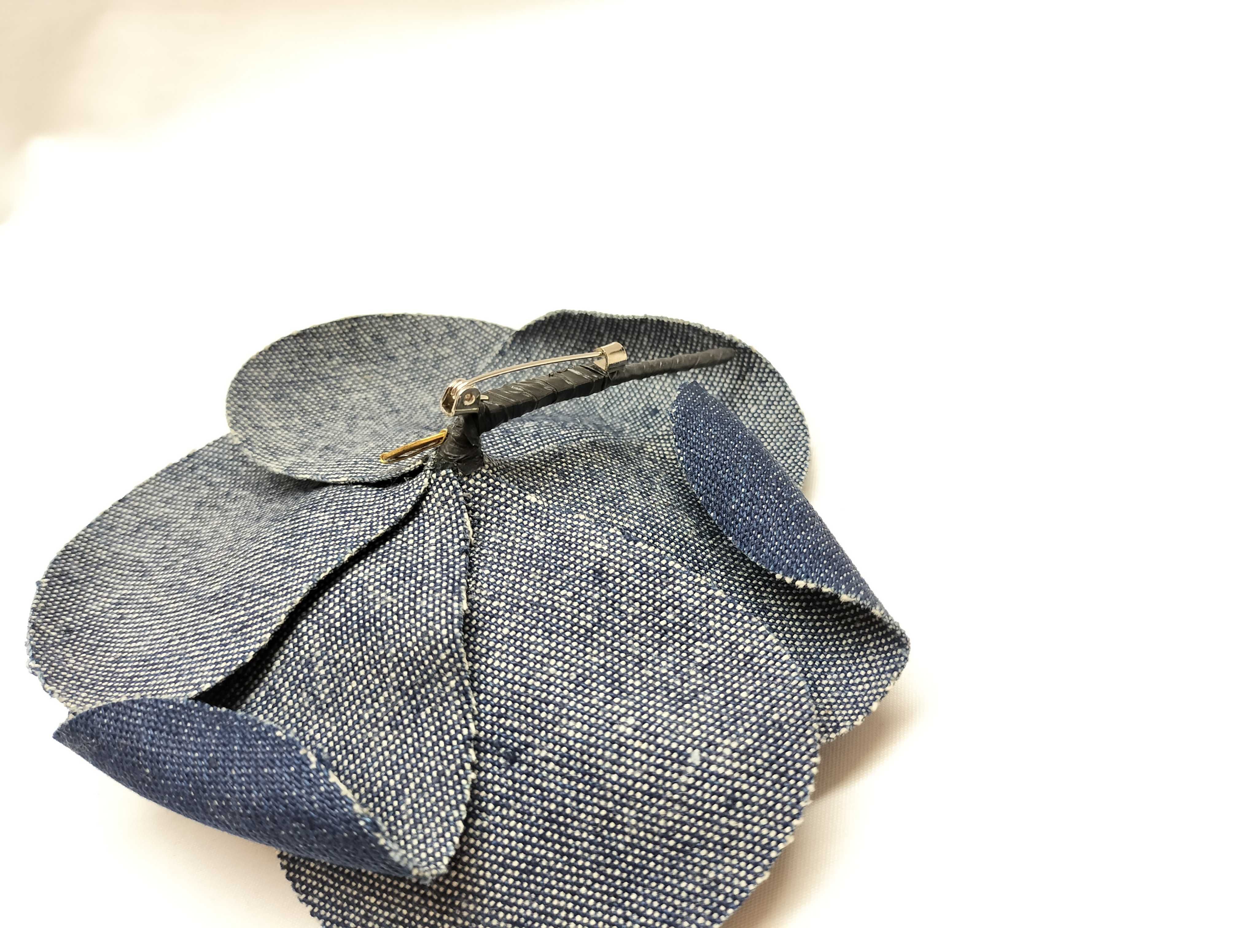 Denim Corsage Camellia Brooch — view 6