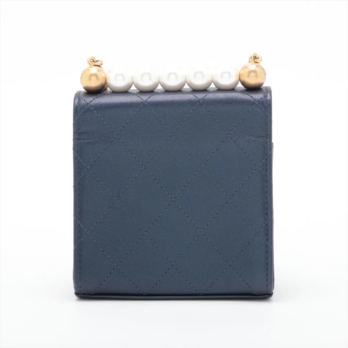 Mini Matelassé Leather Chain Shoulder Bag, Pearl Blue with Gold Hardware, 29320223 (Serial Number 29) — view 2
