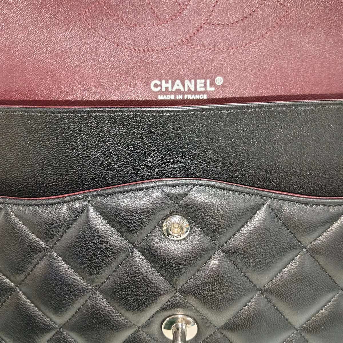 [Individually packaged] Chanel Large Matelassé 30 Lambskin Double Flap Double Chain Bag, Black with Silver Hardware, 20109068, Serial Number in the 20s, A58600 — view 11