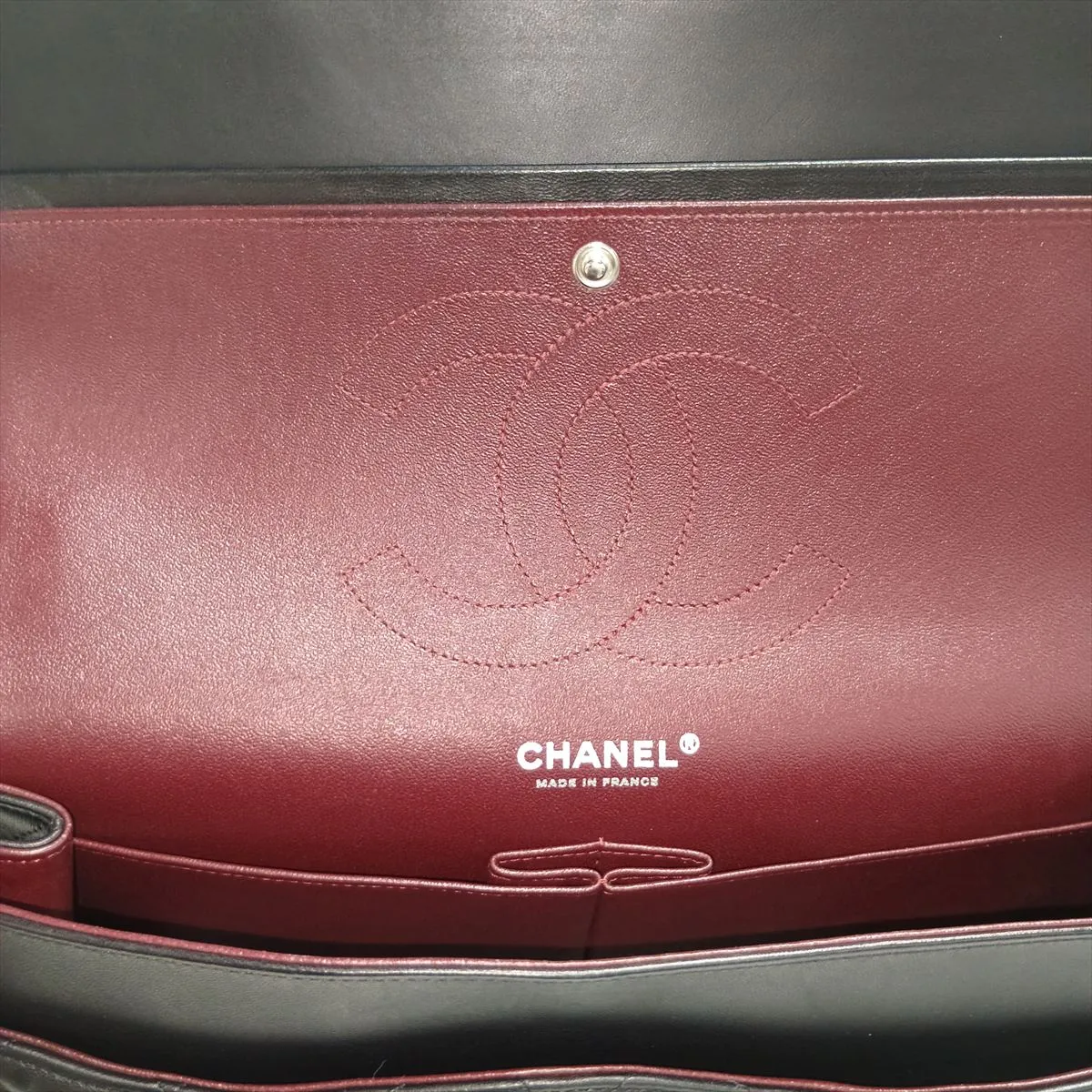 [Individually packaged] Chanel Large Matelassé 30 Lambskin Double Flap Double Chain Bag, Black with Silver Hardware, 20109068, Serial Number in the 20s, A58600 — view 12