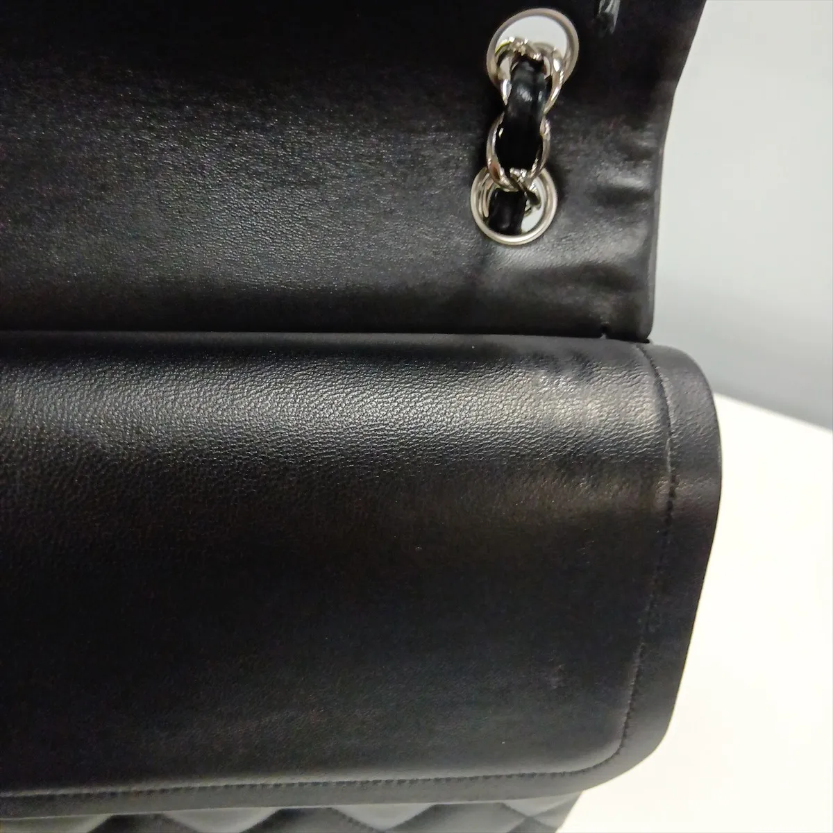 [Individually packaged] Chanel Large Matelassé 30 Lambskin Double Flap Double Chain Bag, Black with Silver Hardware, 20109068, Serial Number in the 20s, A58600 — view 14
