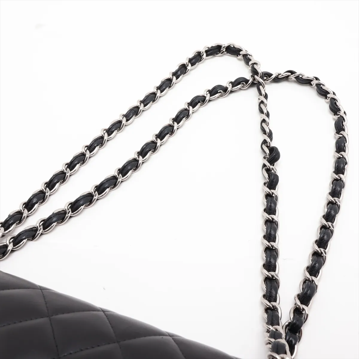 [Individually packaged] Chanel Large Matelassé 30 Lambskin Double Flap Double Chain Bag, Black with Silver Hardware, 20109068, Serial Number in the 20s, A58600 — view 5