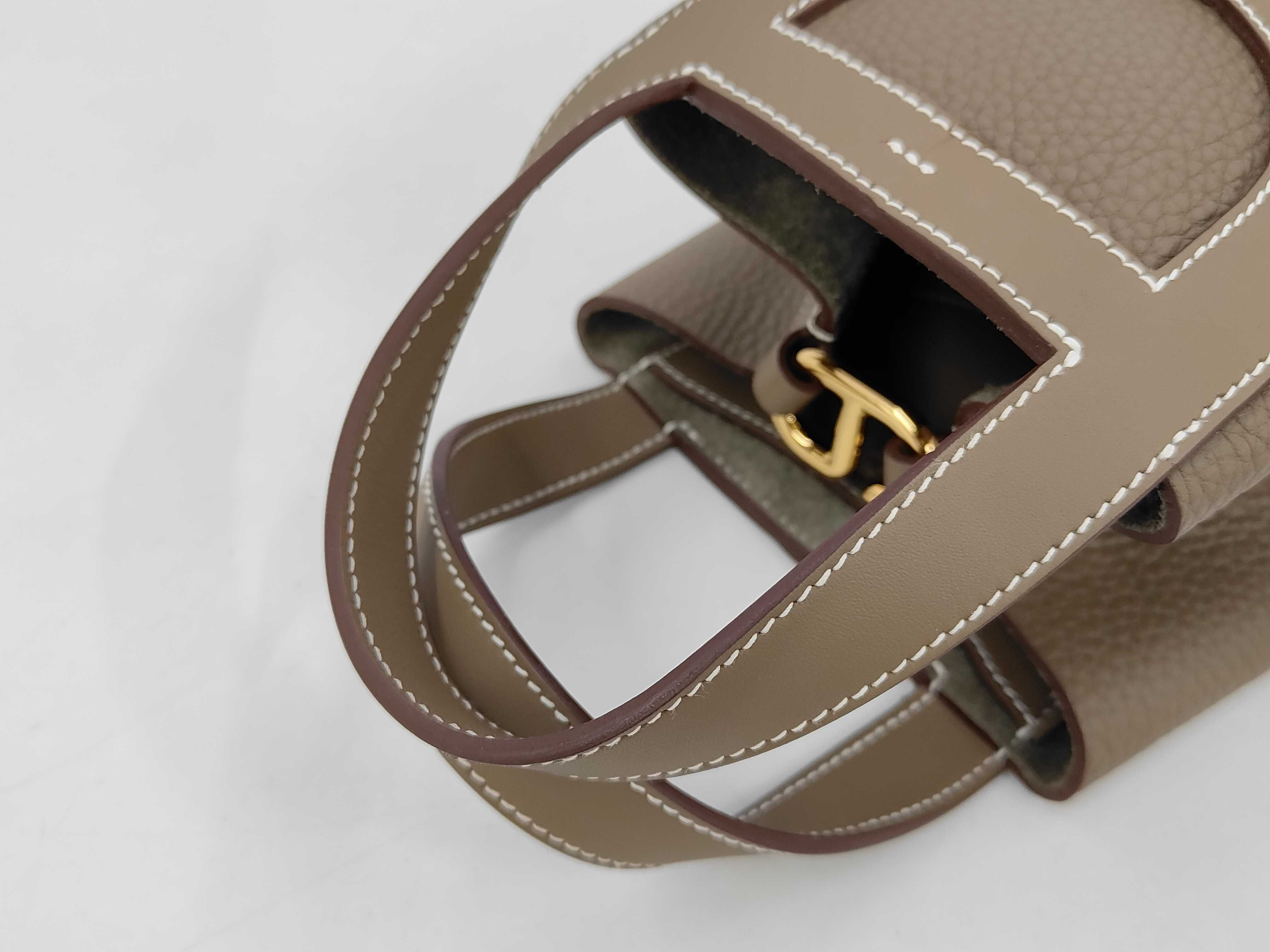 In the Loop 18 Etoupe Gold Hardware K Stamp Handbag — view 3
