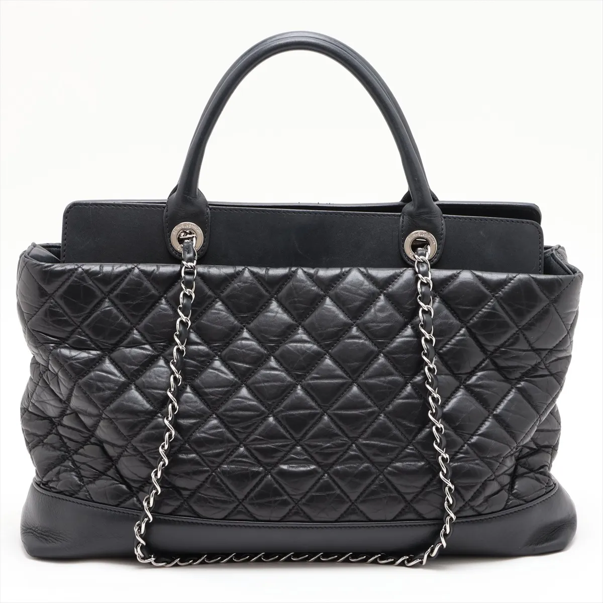 Portobello Vintage Calf 2-Way Handbag, Black with Silver Hardware, 15734920 (Serial Number 15) — view 2