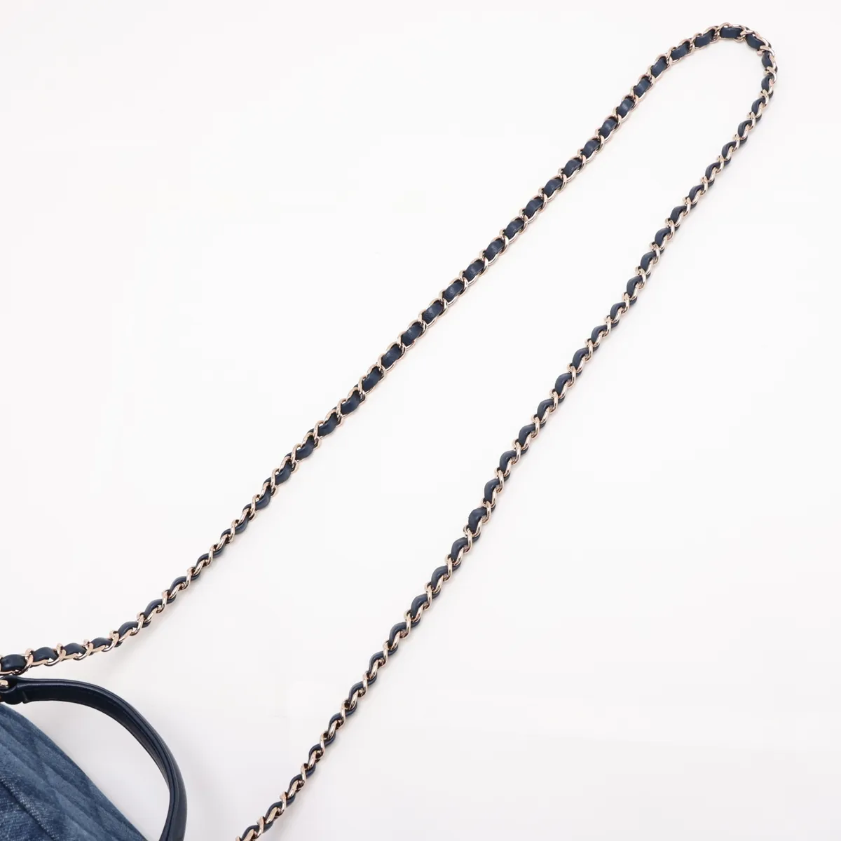 Matelassé Denim Vanity Bag, Blue with Gold Hardware, H724E481, Random Plate — view 7