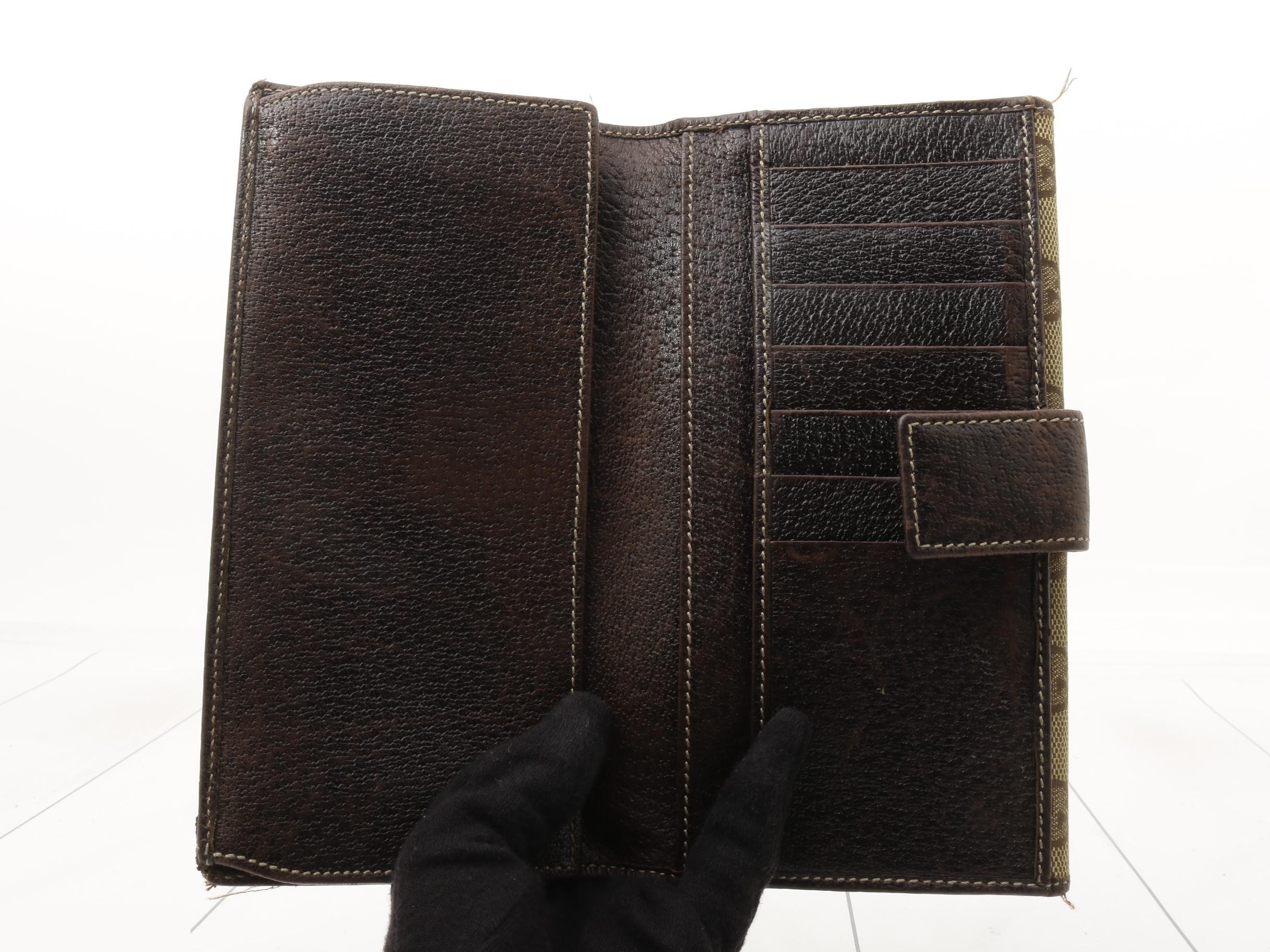 GG Canvas Web Ribbon Horsebit Long Wallet, Beige x Brown — view 4