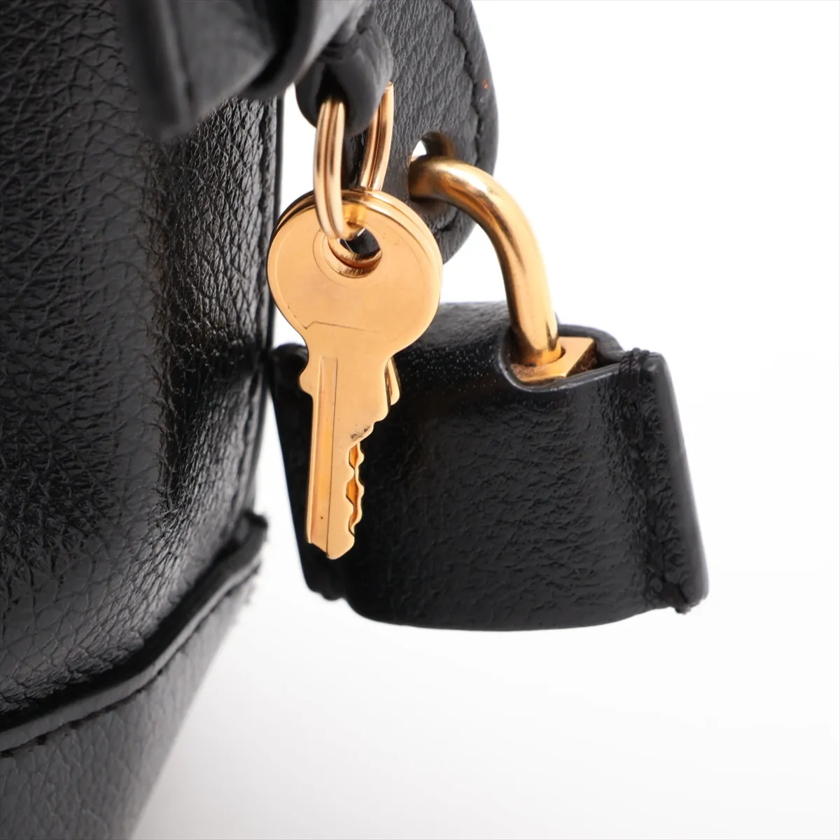 Built-in Top Handle S Leather 2-Way Handbag Black — view 12