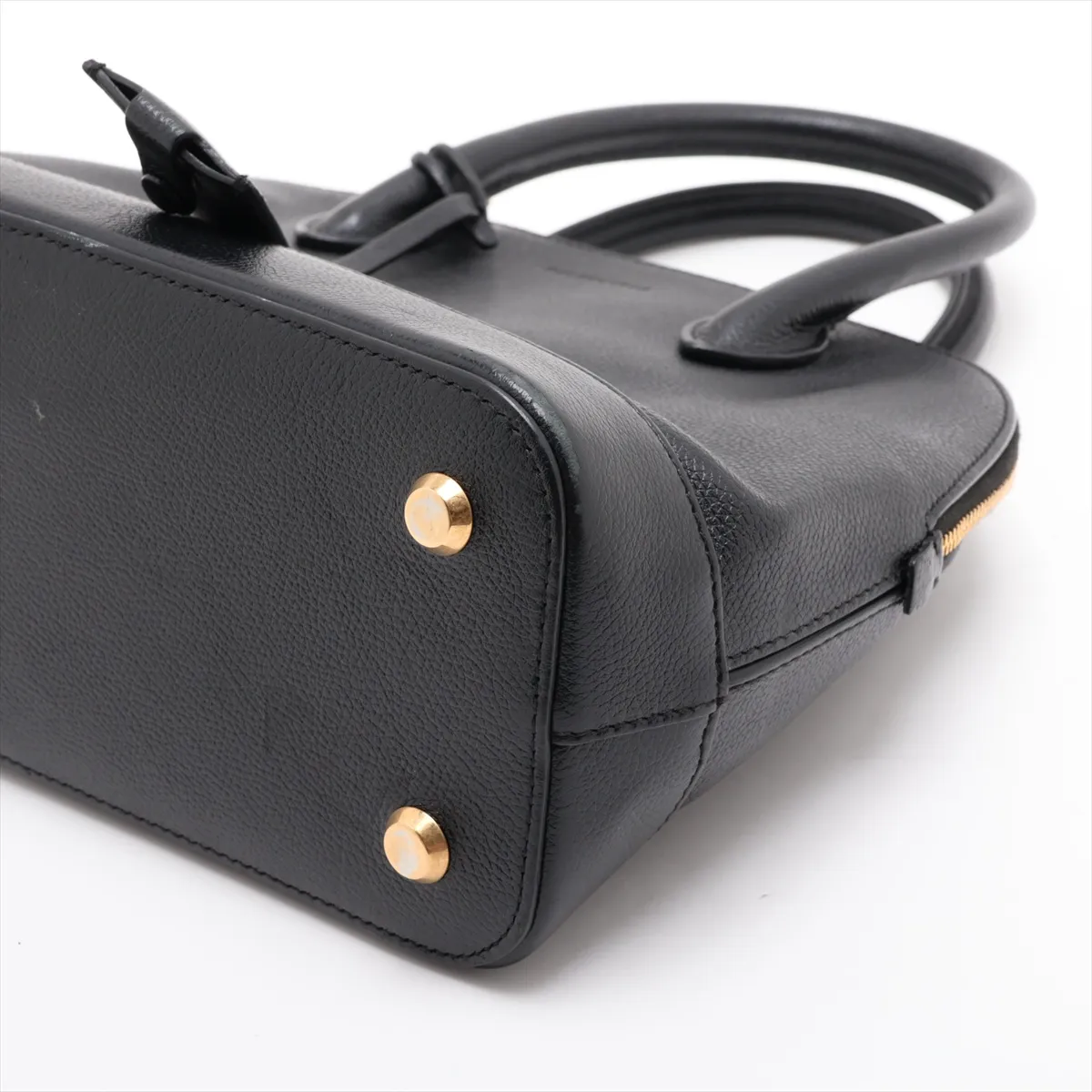 Built-in Top Handle S Leather 2-Way Handbag Black — view 3