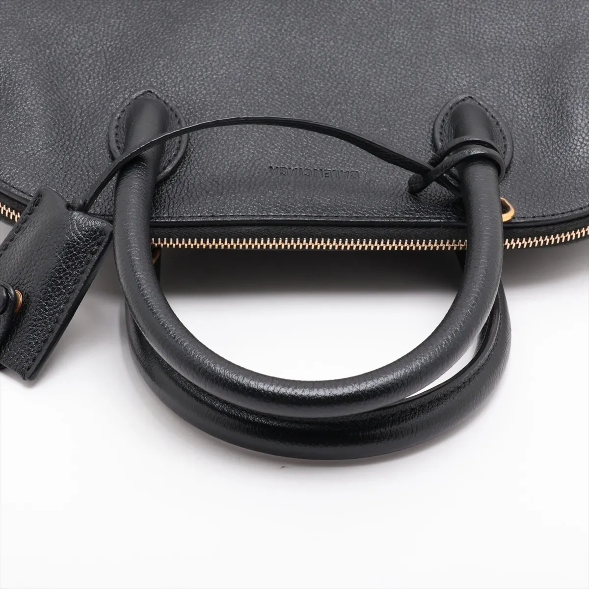 Built-in Top Handle S Leather 2-Way Handbag Black — view 5