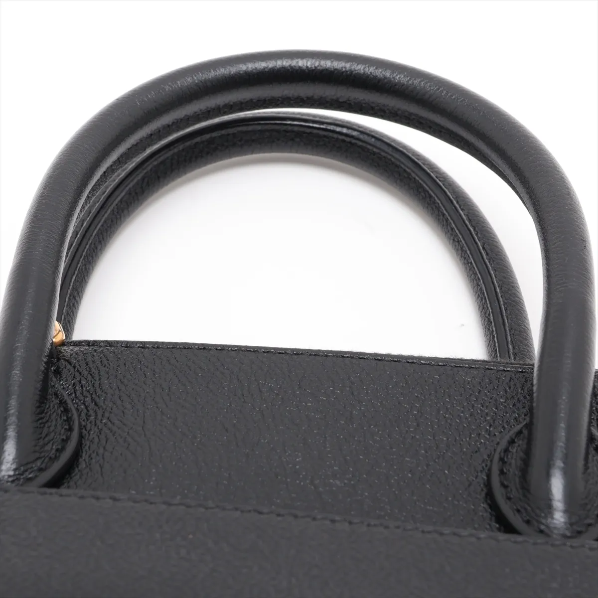 Built-in Top Handle S Leather 2-Way Handbag Black — view 6