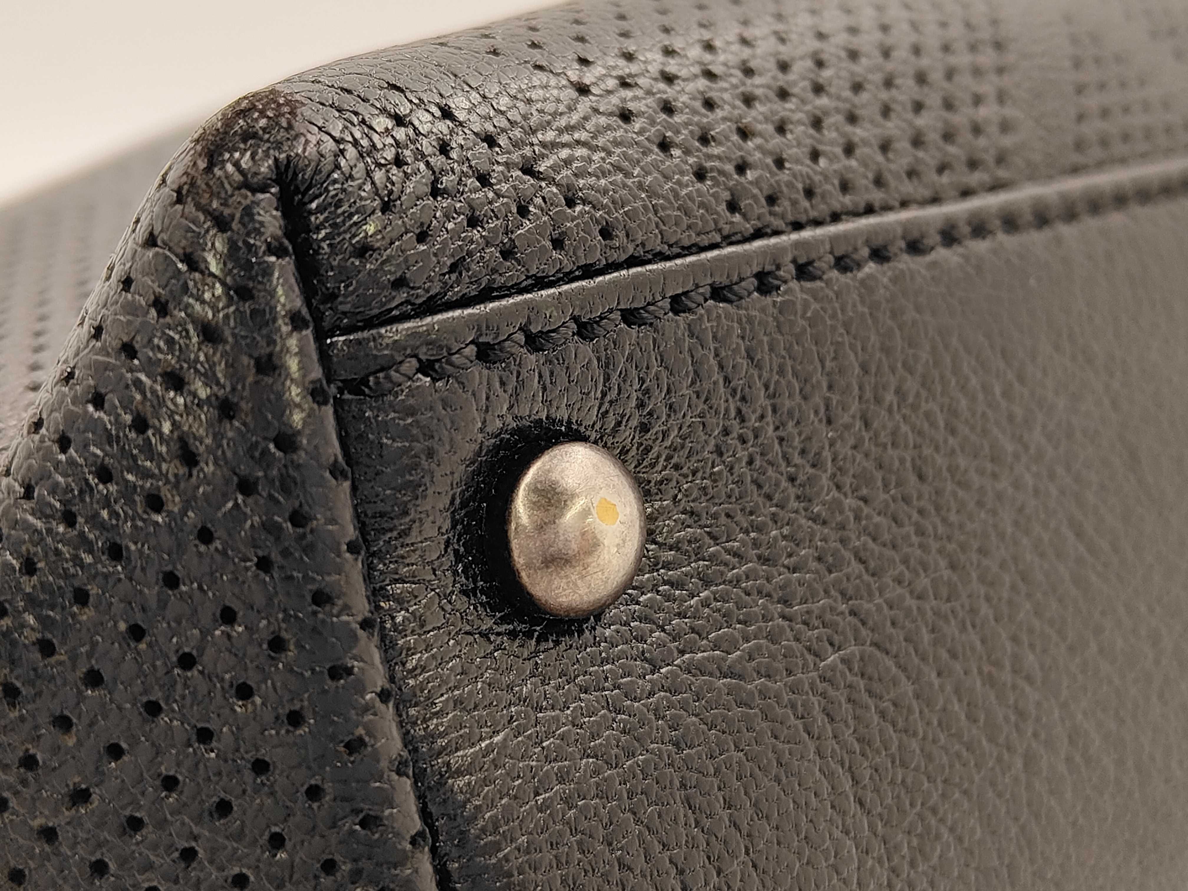 Perforated Leather Tote Bag in Black with Coco Mark Sticker — view 9