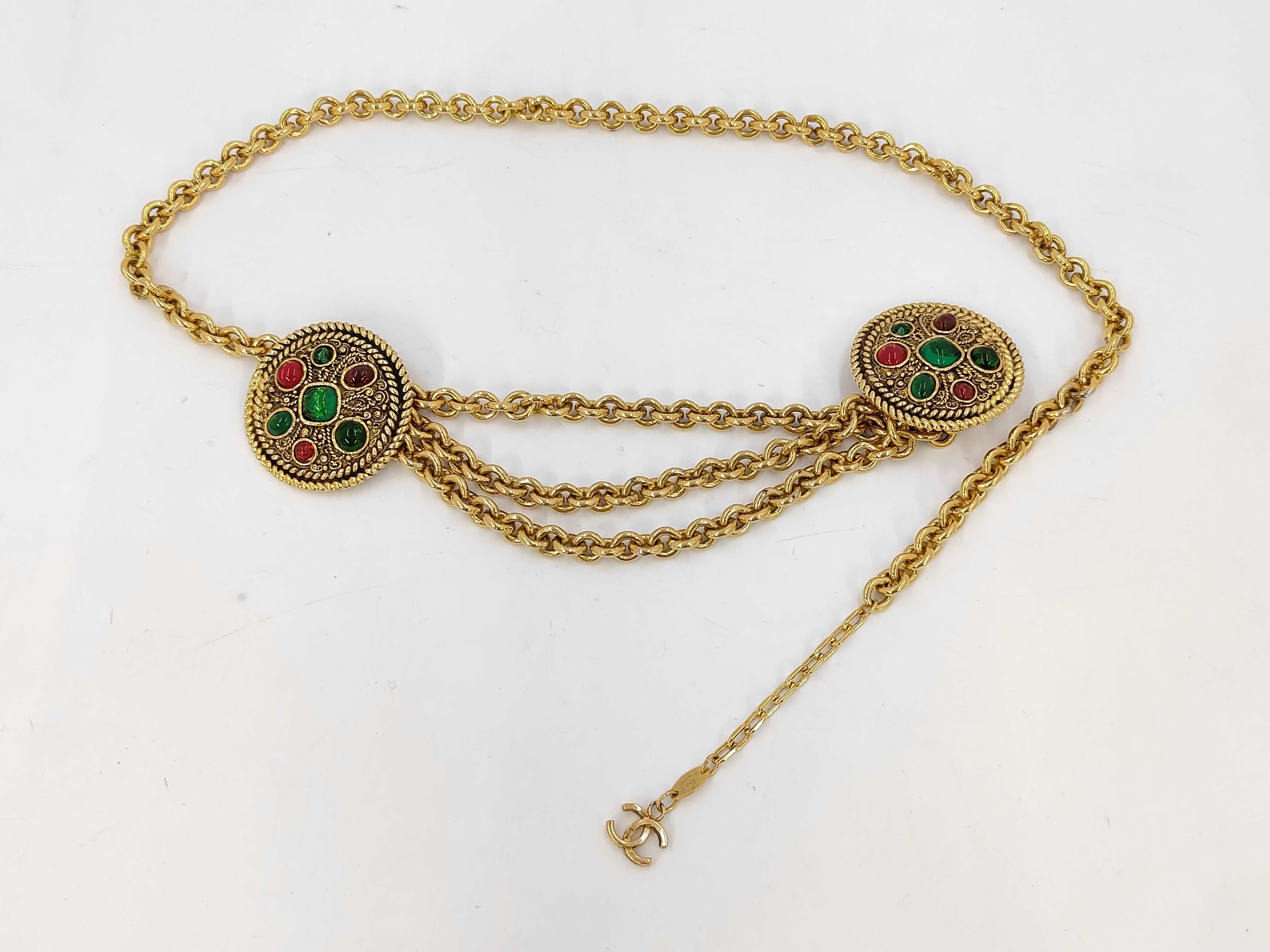 Gripoix 3-link Coco Mark Chain Belt (with markings) — view 2