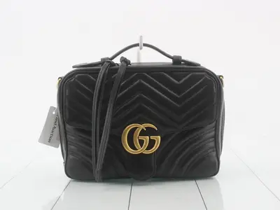 GG Marmont Leather 2-Way Handbag, Black