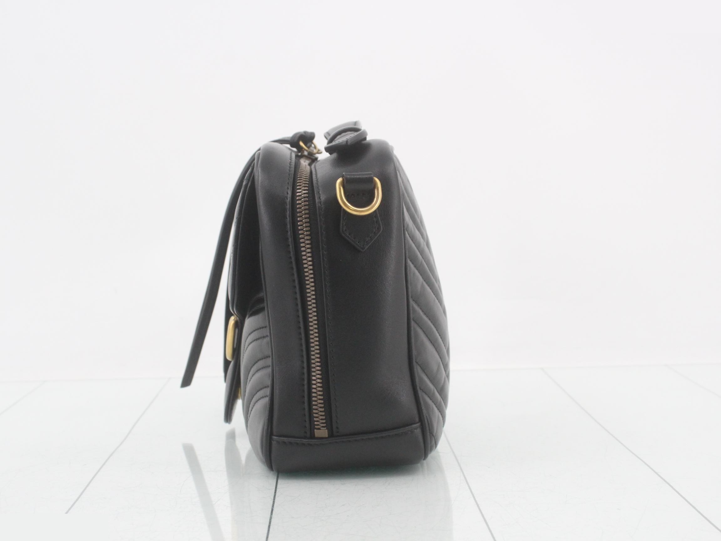 GG Marmont Leather 2-Way Handbag, Black — view 3