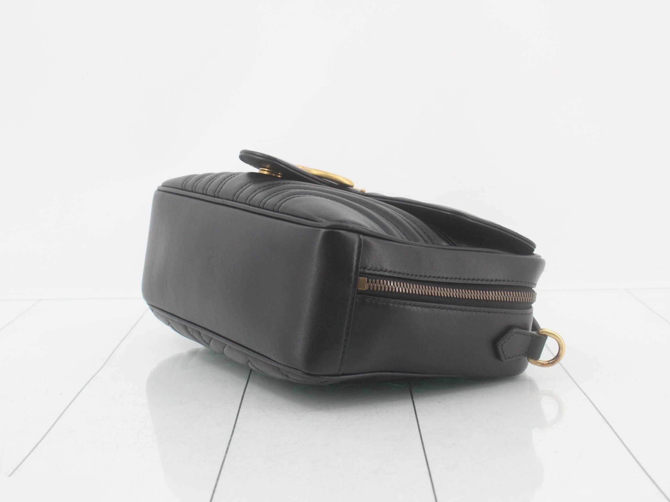 GG Marmont Leather 2-Way Handbag, Black — view 6