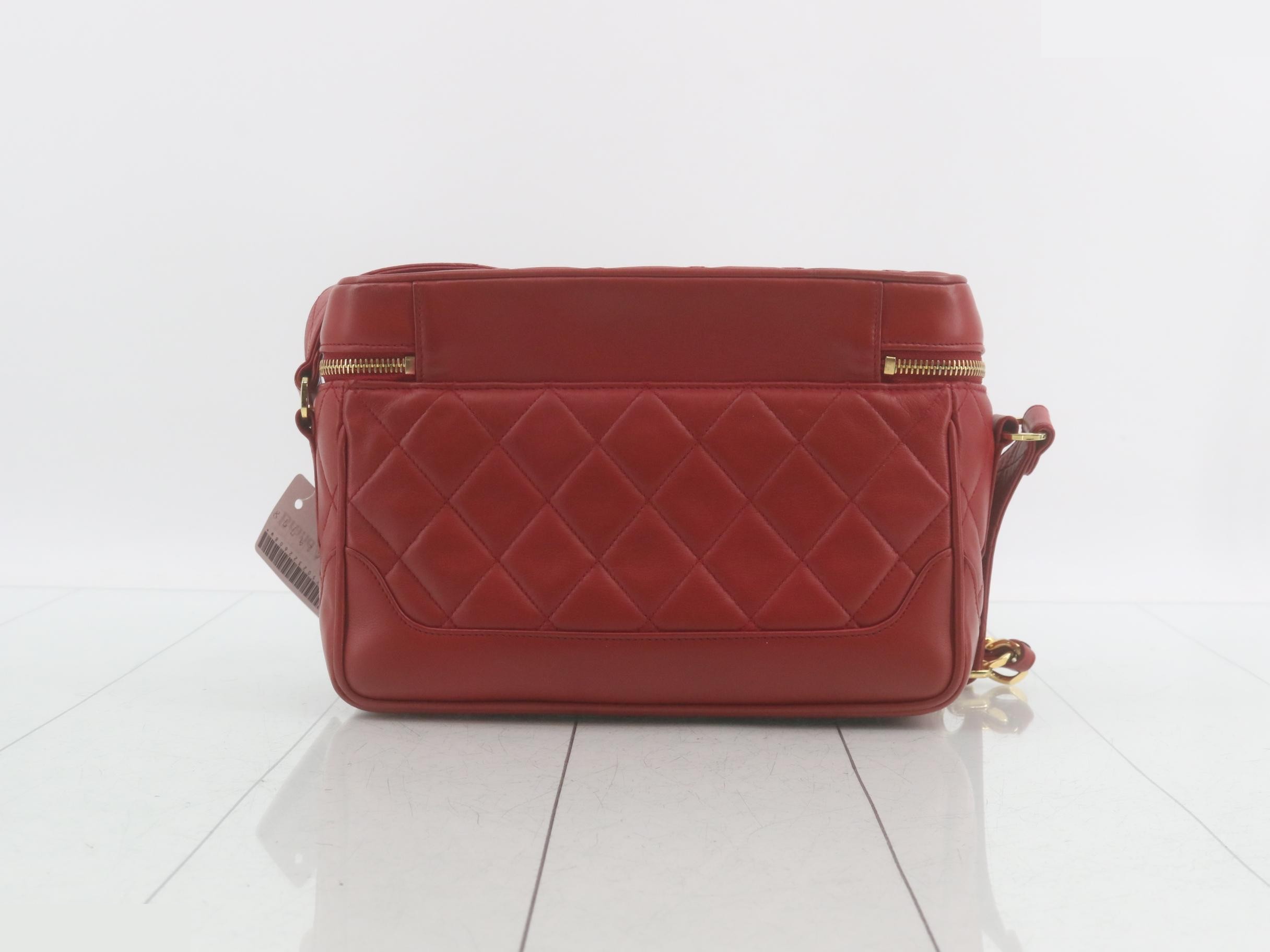 Leather Coco Mark Charm Chain Shoulder Bag, Red — view 2