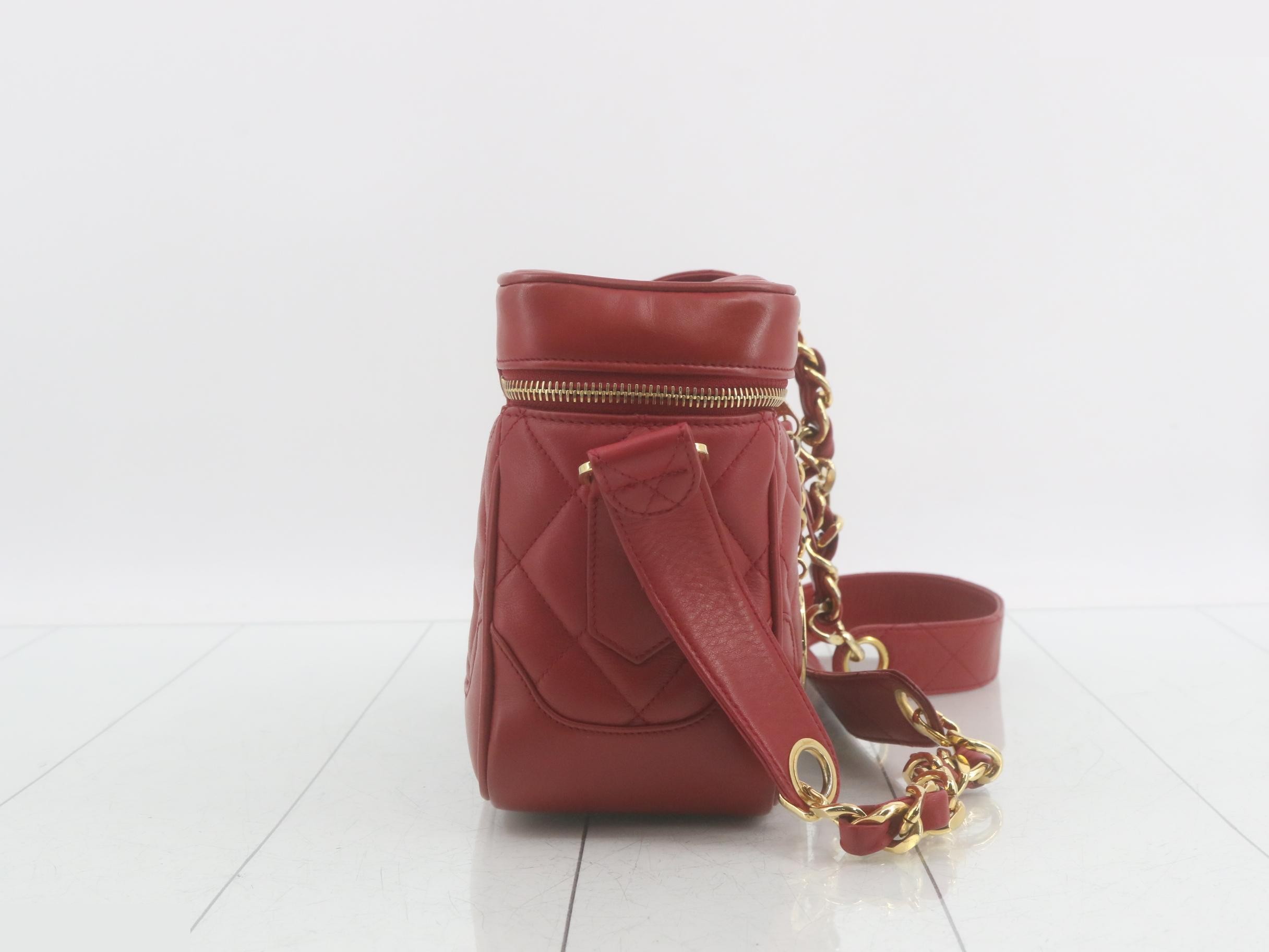 Leather Coco Mark Charm Chain Shoulder Bag, Red — view 4