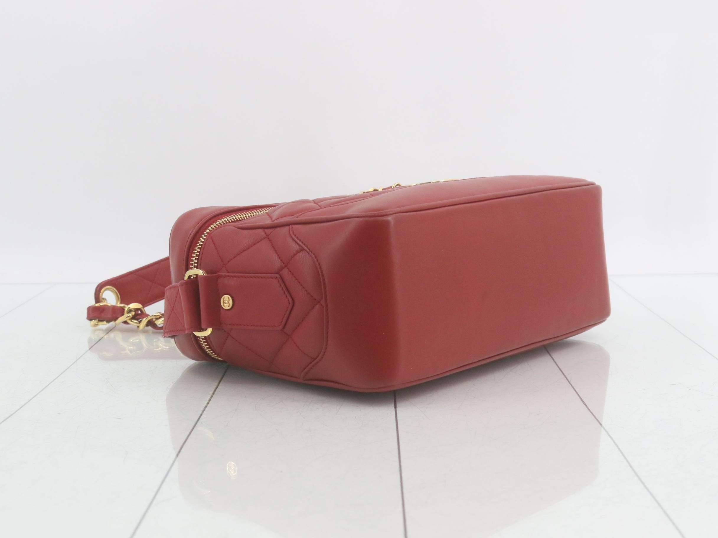 Leather Coco Mark Charm Chain Shoulder Bag, Red — view 5