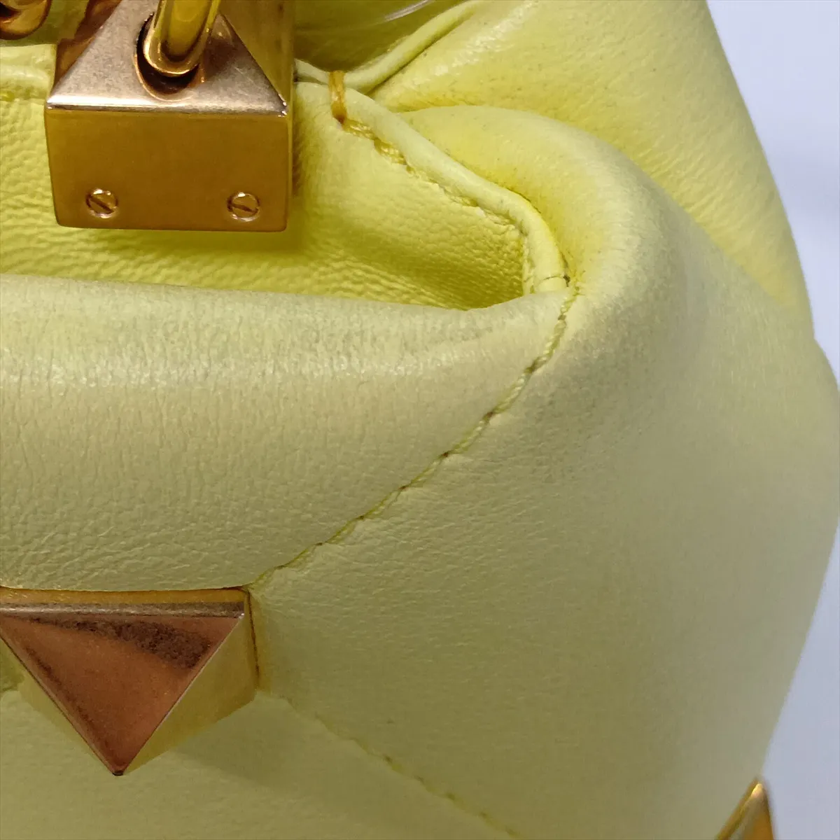 Roman Studded Leather 2-Way Handbag, Yellow — view 12