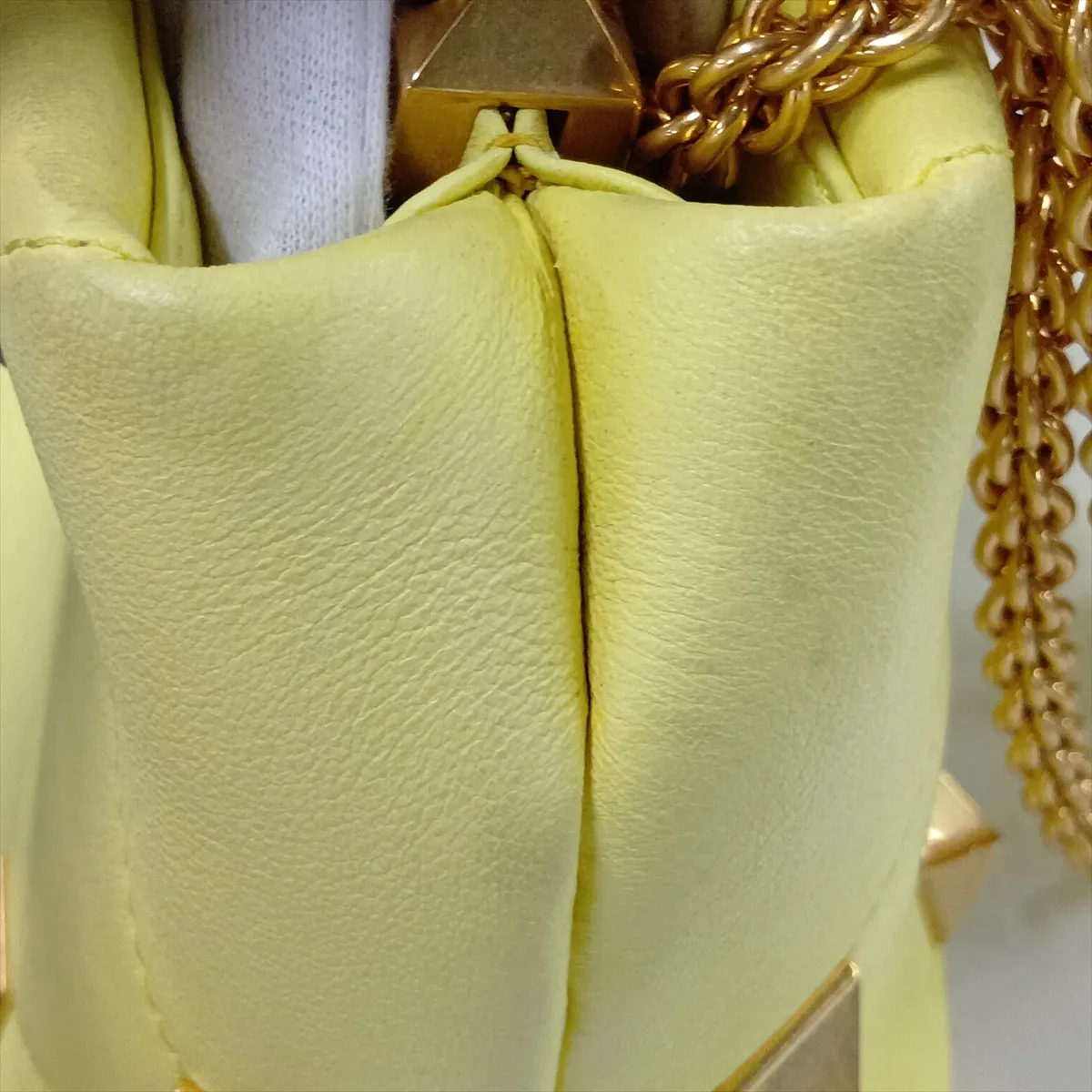 Roman Studded Leather 2-Way Handbag, Yellow — view 14