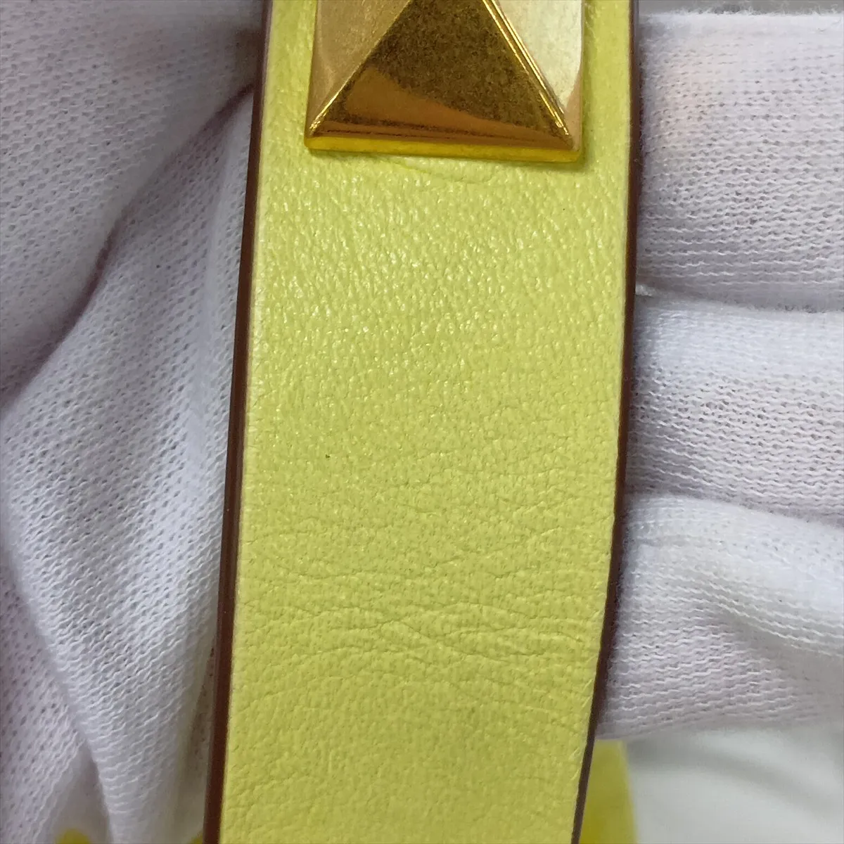 Roman Studded Leather 2-Way Handbag, Yellow — view 15