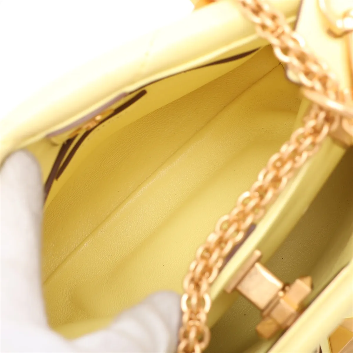 Roman Studded Leather 2-Way Handbag, Yellow — view 7