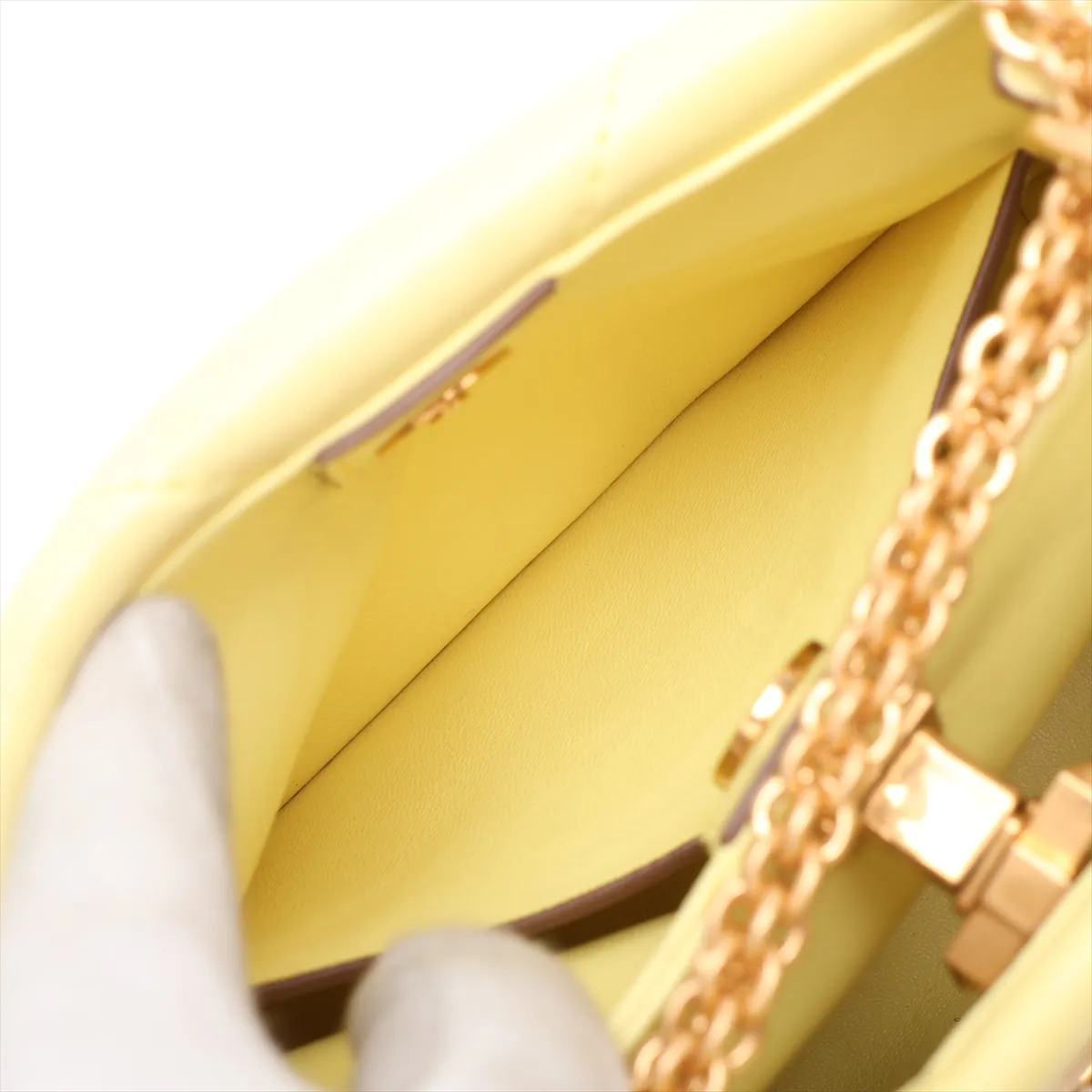 Roman Studded Leather 2-Way Handbag, Yellow — view 8