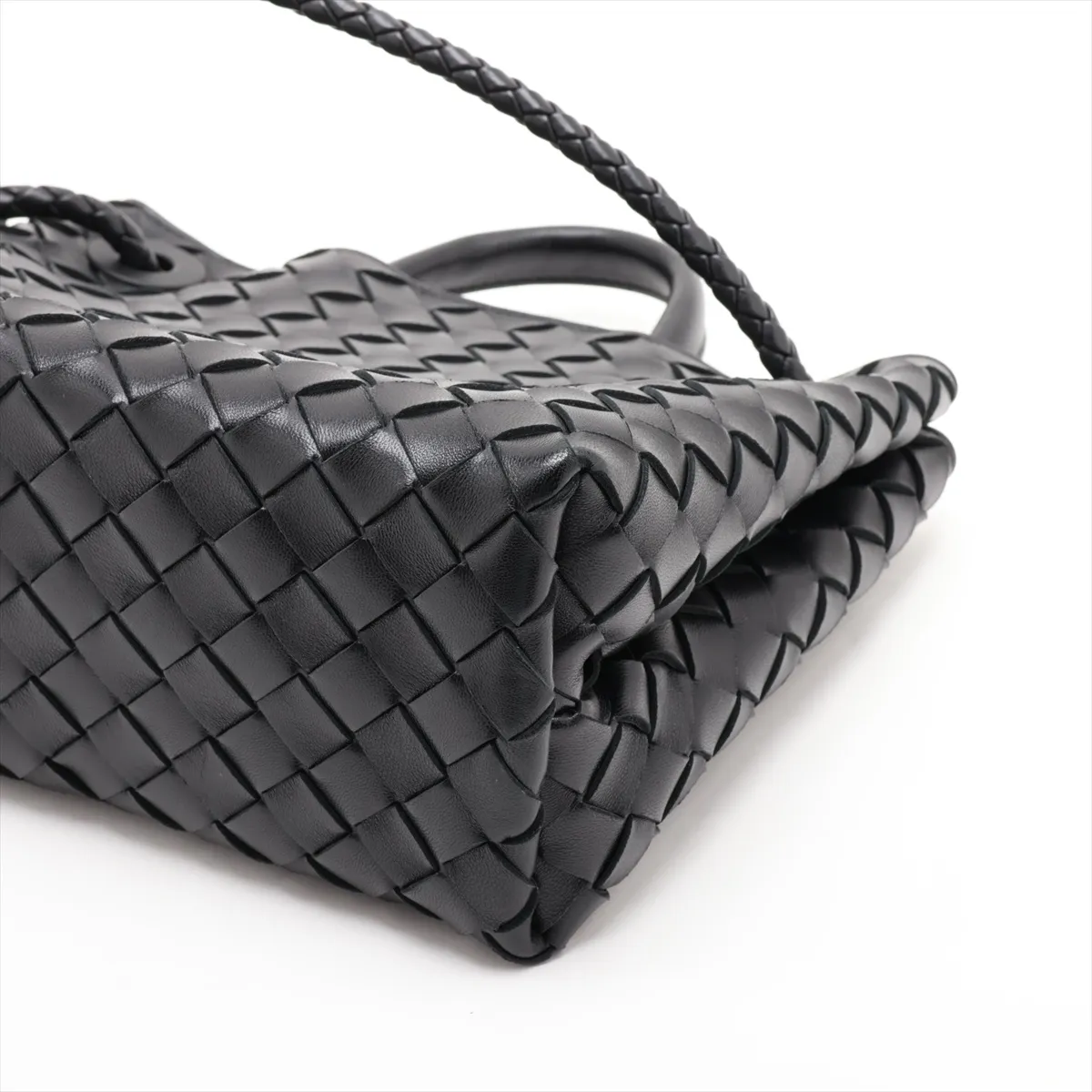 Intrecciato Small Andiamo Leather 2-Way Handbag, Black — view 3