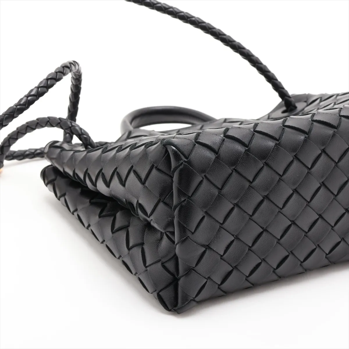 Intrecciato Small Andiamo Leather 2-Way Handbag, Black — view 4