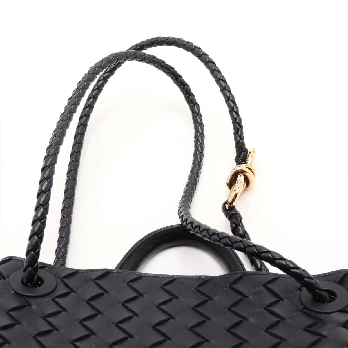 Intrecciato Small Andiamo Leather 2-Way Handbag, Black — view 6