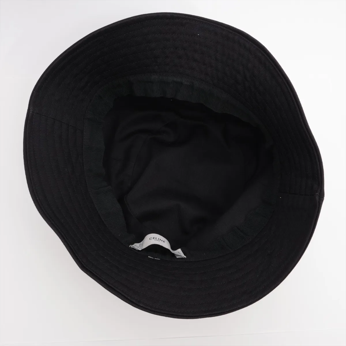 logo bucket hat, size L, cotton, black. Shows signs of wear, — view 4