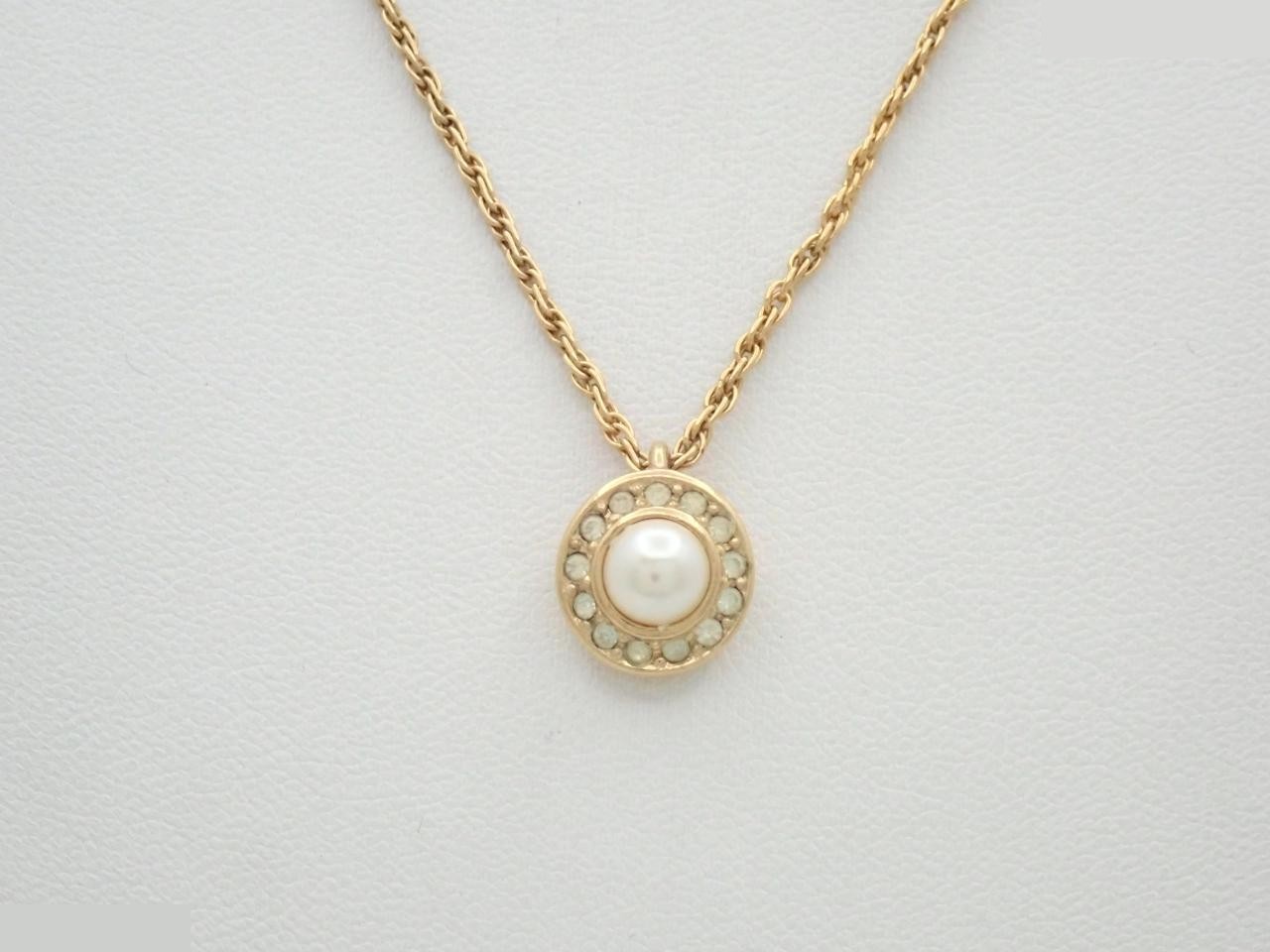 Pearl/Rhinestone Necklace, Chain approx. 44cm