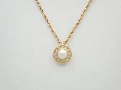 Pearl/Rhinestone Necklace, Chain approx. 44cm
