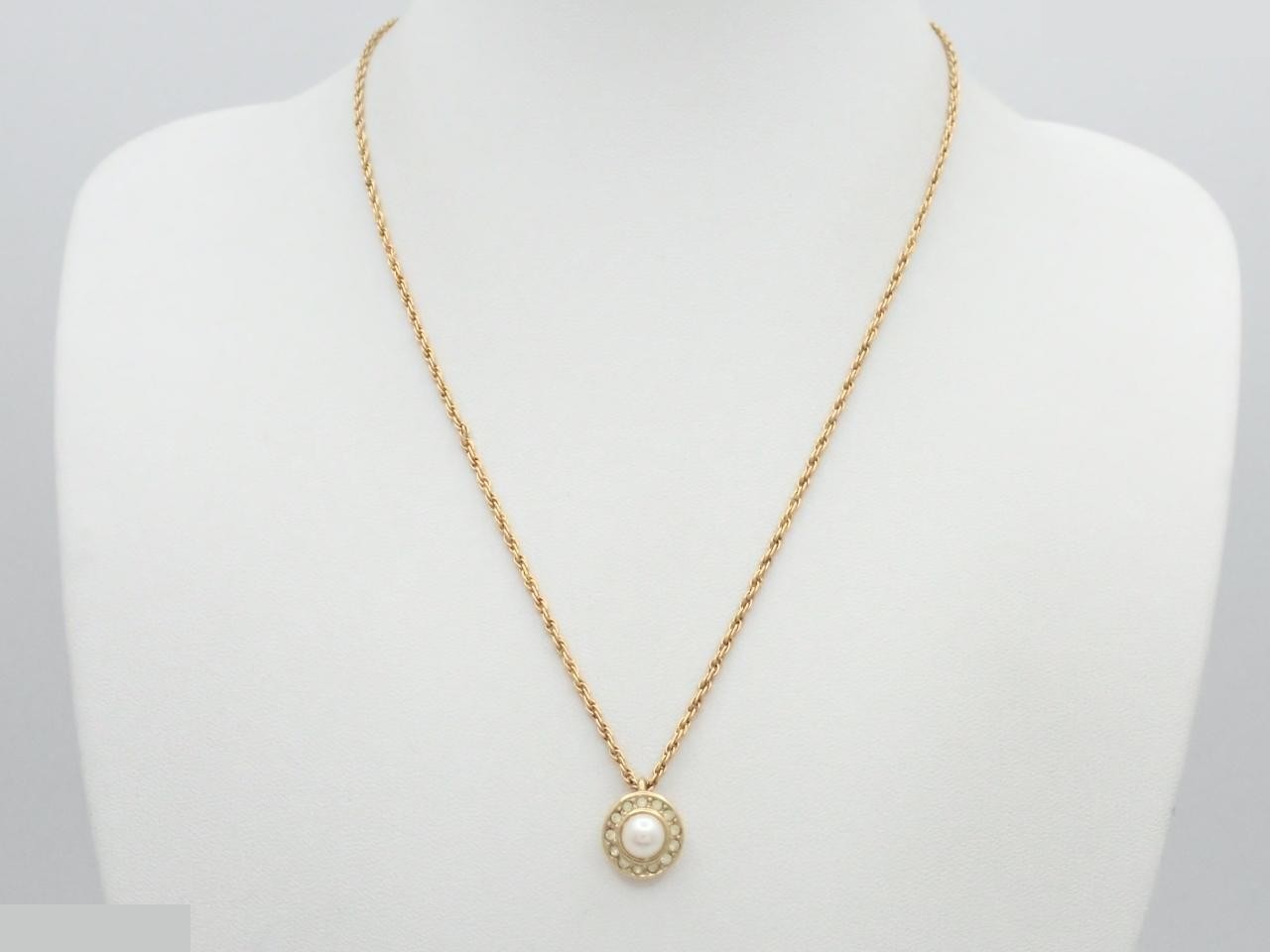 Pearl/Rhinestone Necklace, Chain approx. 44cm — view 3
